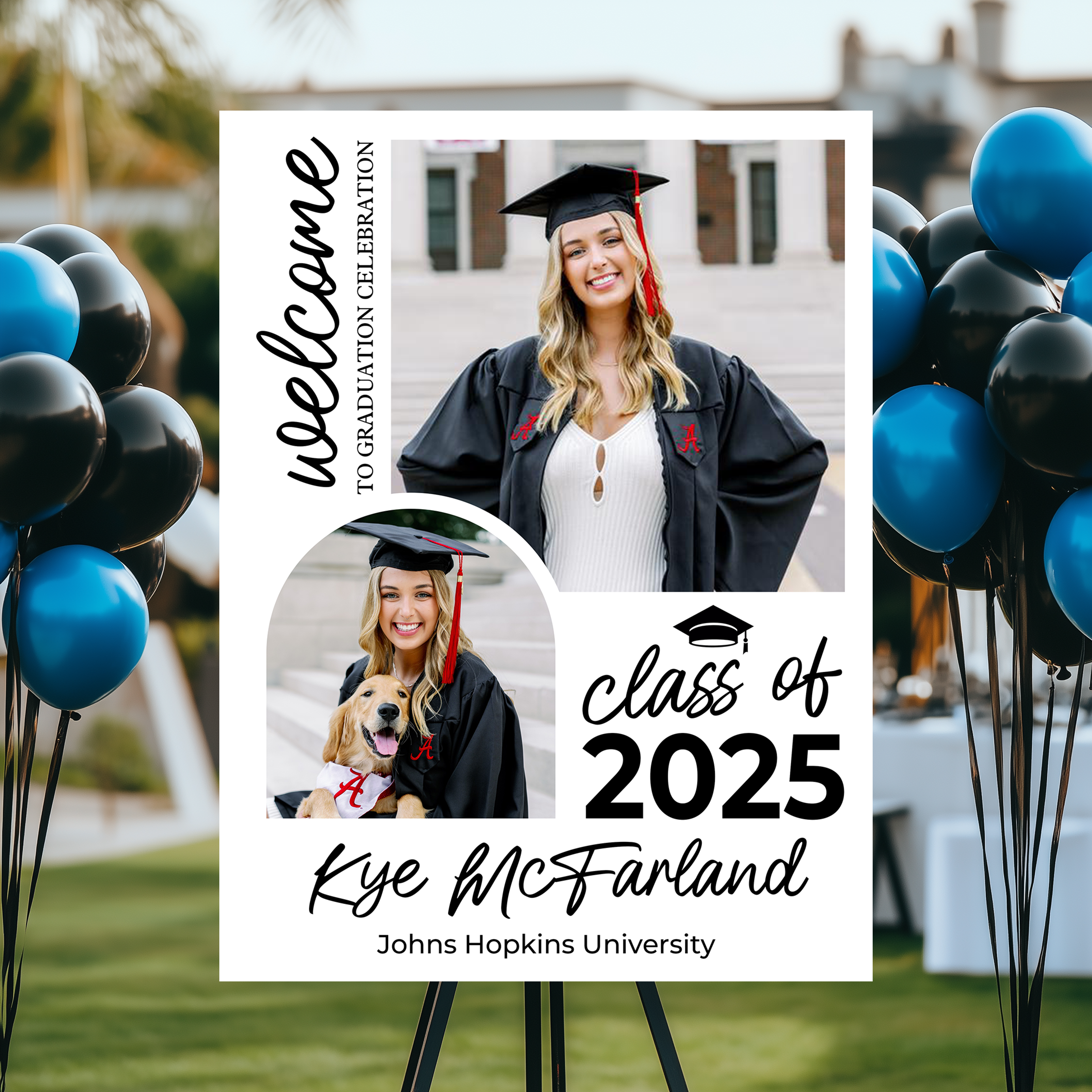 Welcome To The Graduation Celebration Class Of 2025 Personalized Multi Photo Welcome Sign