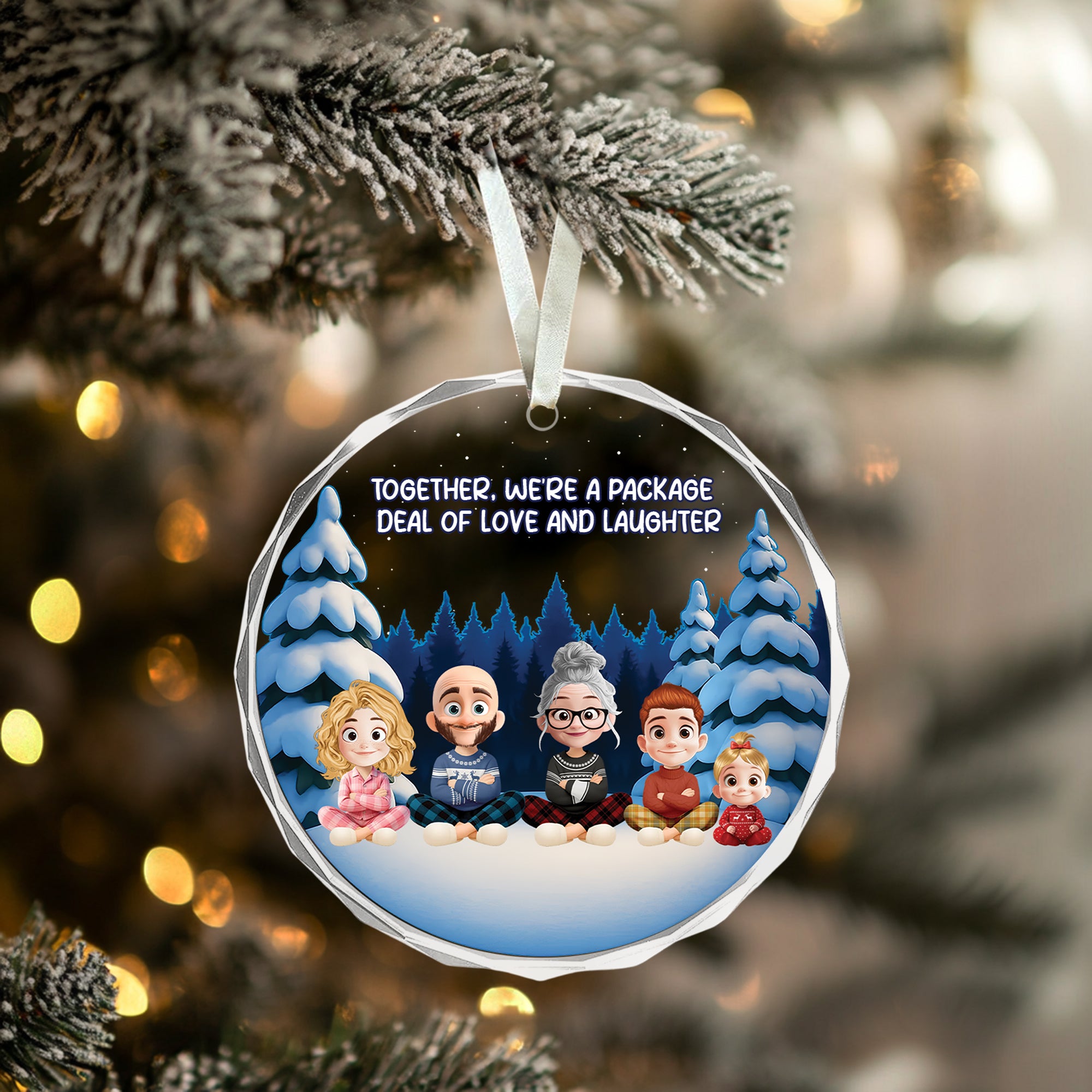 Family Love - Custom Name and Appearance - Personalized Glass Ornament