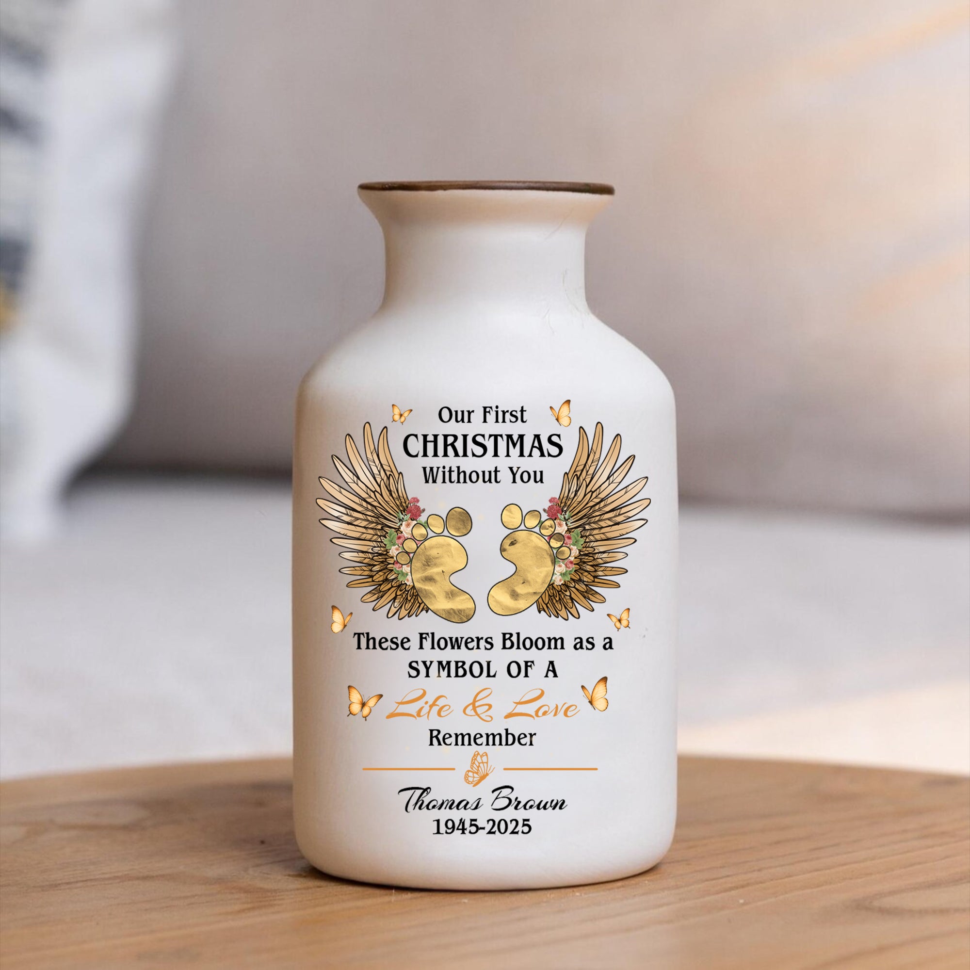 Our First Christmas Without You - Personalized Elegant Ceramic Flower Pot Minimalist - Miscarriage Memorial Gift