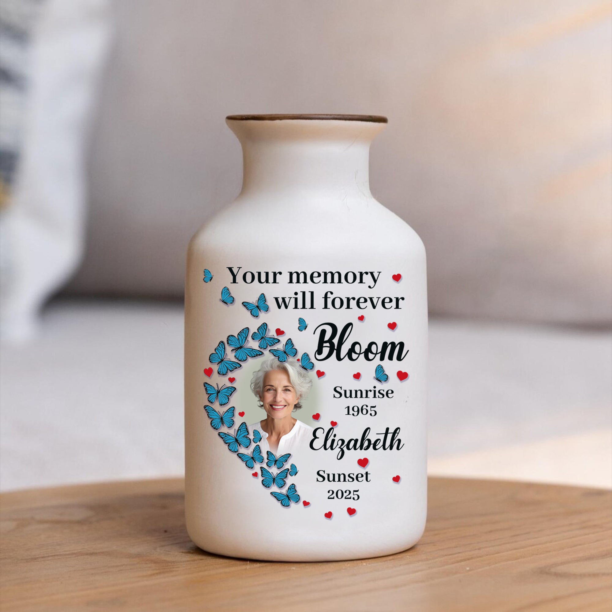 Your Memory Will Forever Bloom - Personalized Elegant Ceramic Flower Pot Minimalist - Memorial Gift
