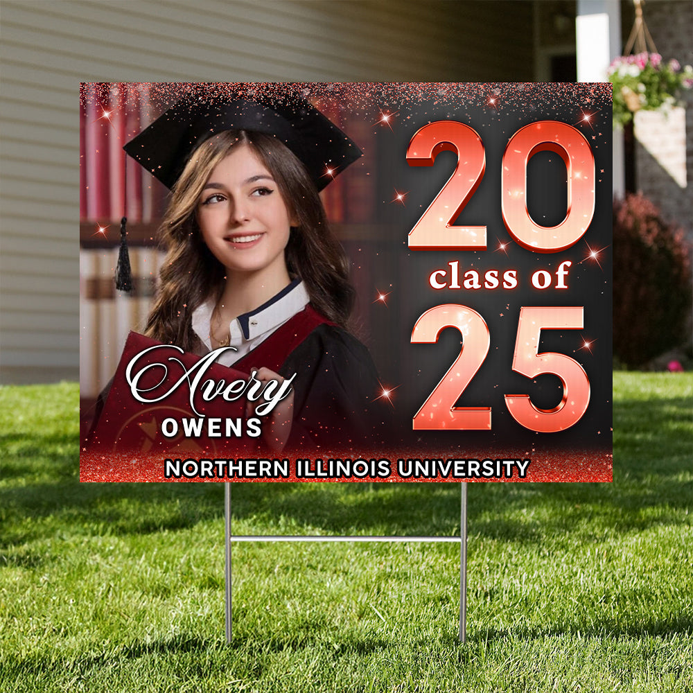 Class Of 2025 Glitter Lawn Sign, Graduation Gift - Personalized Graduation Lawn Sign