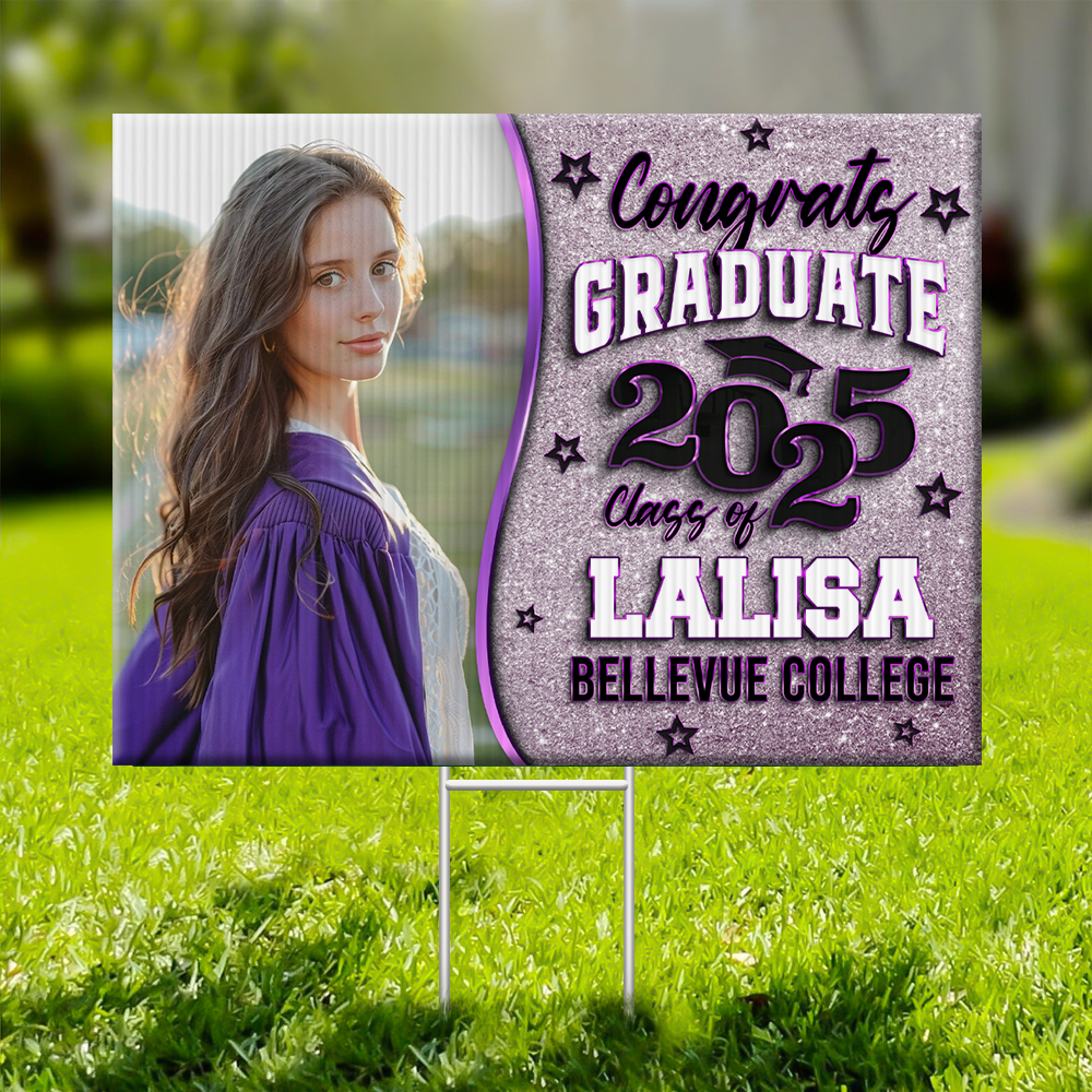 Congrats Class Of 2025 Lawn Sign, Personalized Graduate 2025 Graduation Lawn Sign