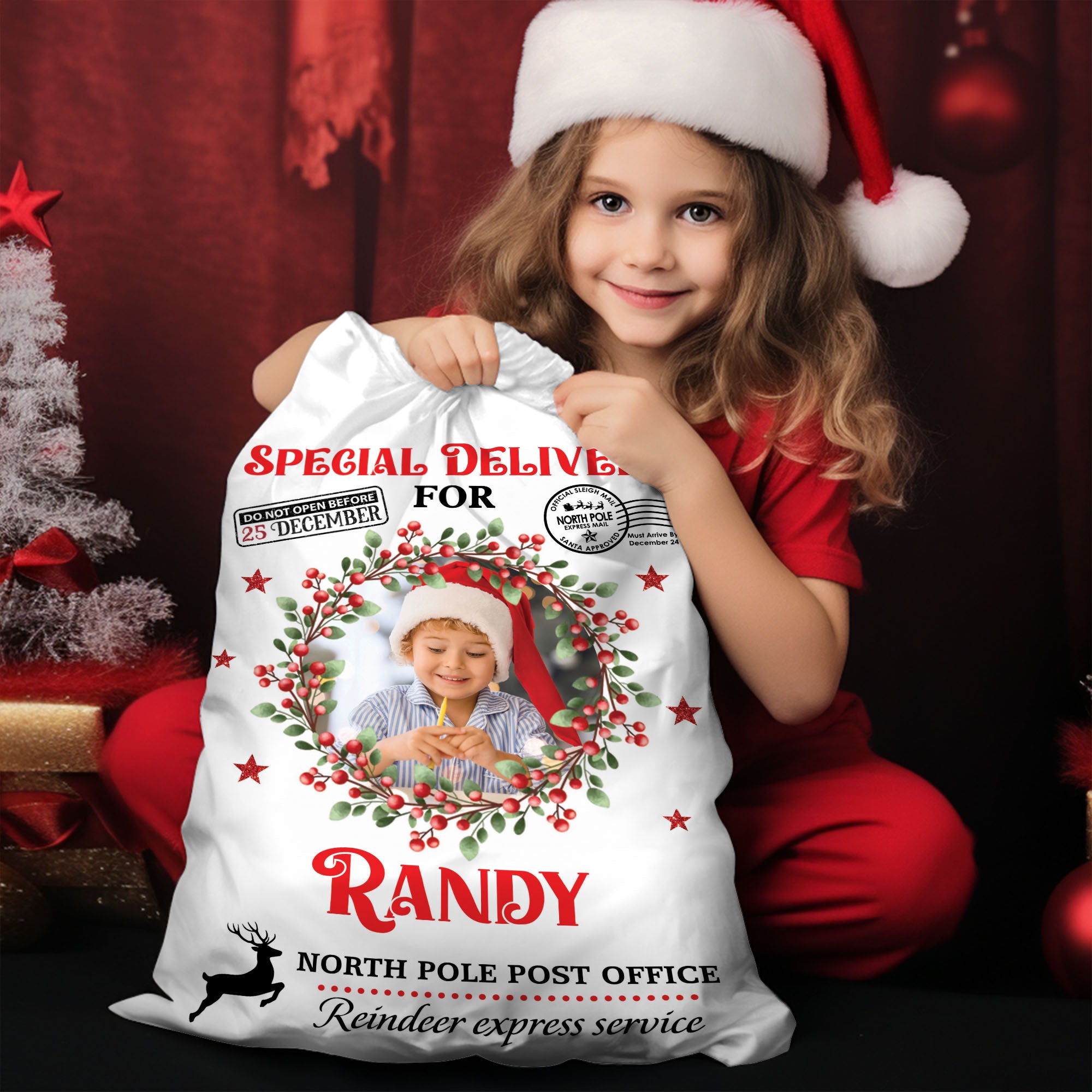 Special Delivery - Christmas Bag Custom Photo  - Christmas Sack Gift