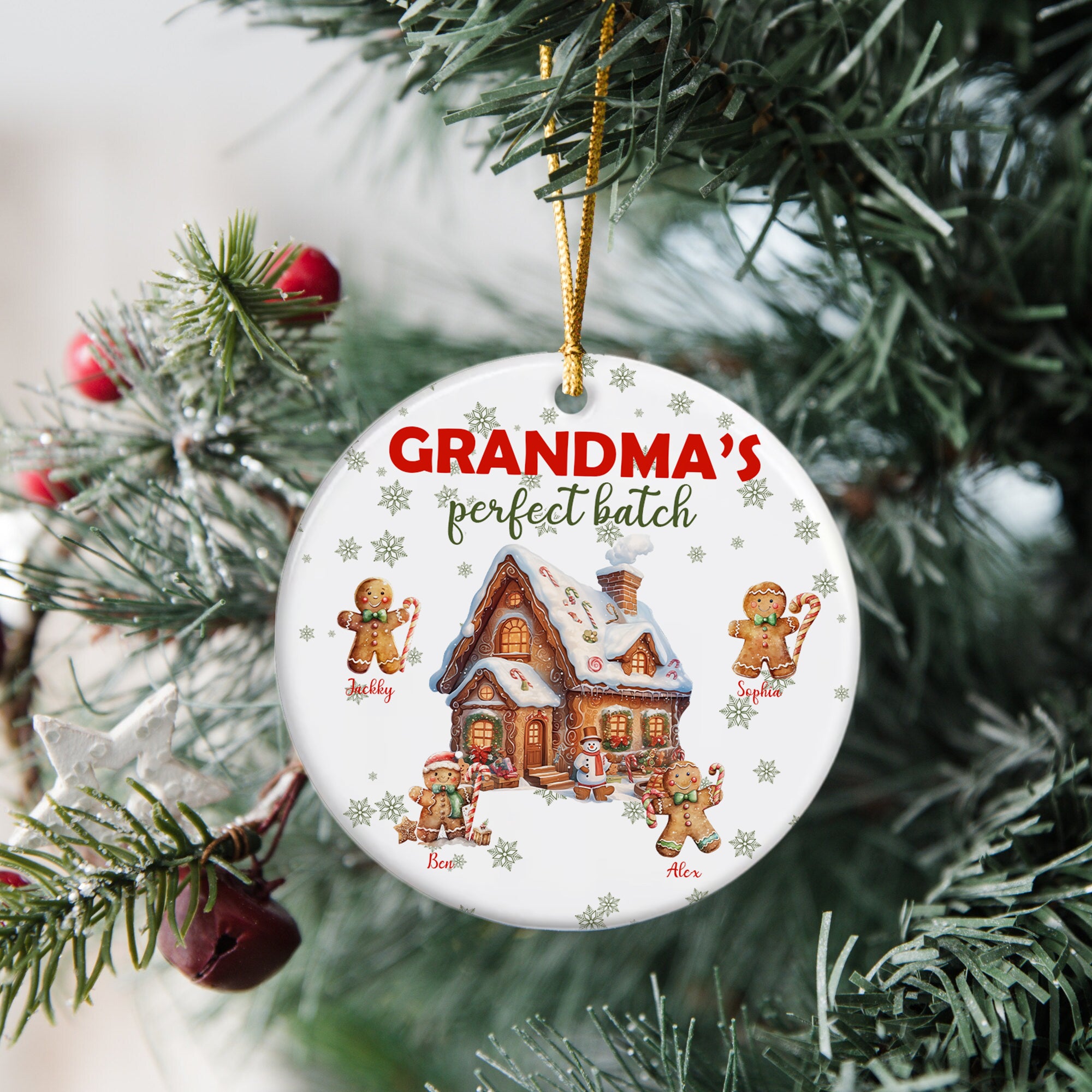 Grandma's Perfect Batch - Custom Name Ceramic Ornament - Home Decor