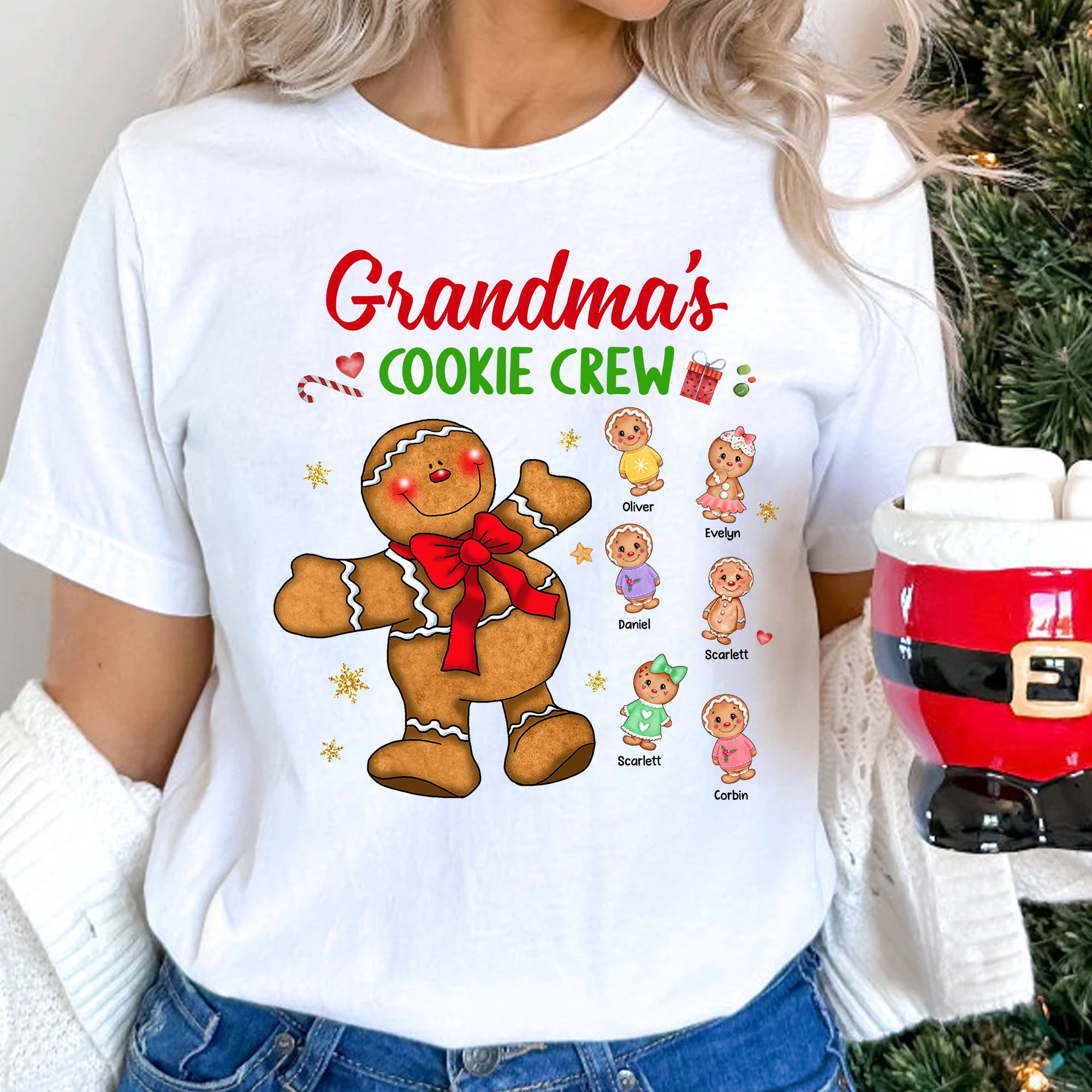 Personalized Gift For Grandma - Grandma's Cookie Crew - Custom Name Christmas Shirt