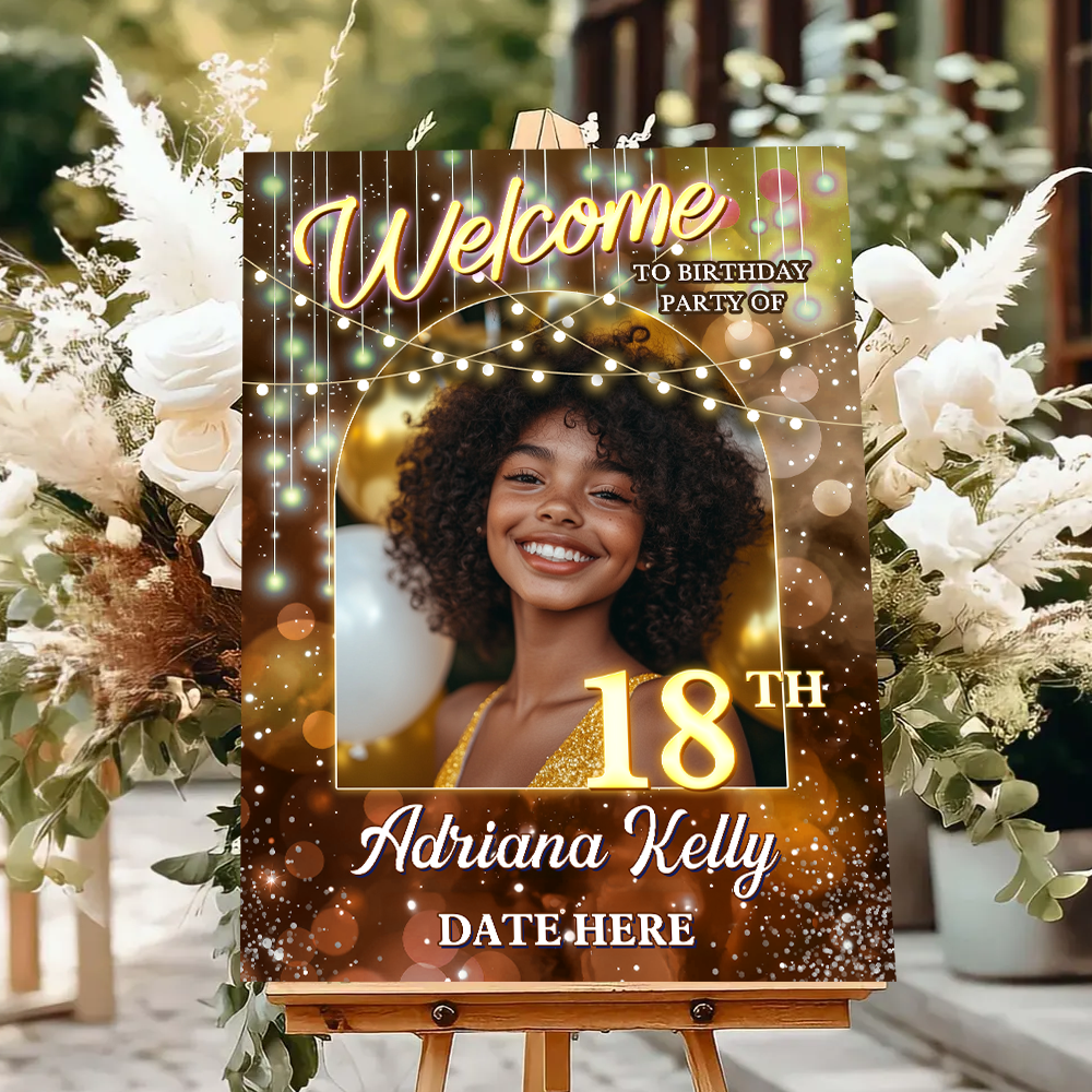 Personalized Birthday Sign - Custom Name & Photo Law Sign - Birthday Party Welcome Sign