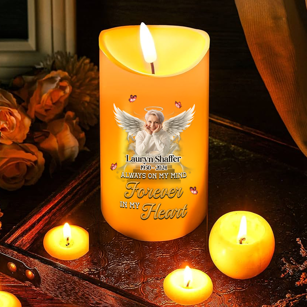 Custom Name and Photo - Personalize Memorial Photo LED Candle - Memorial Gift