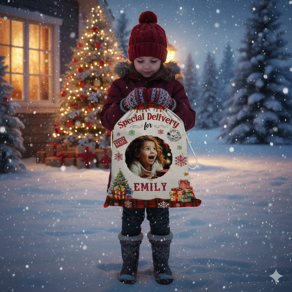 Christmas Bag Custom Photo - Special Delivery - Christmas Sack