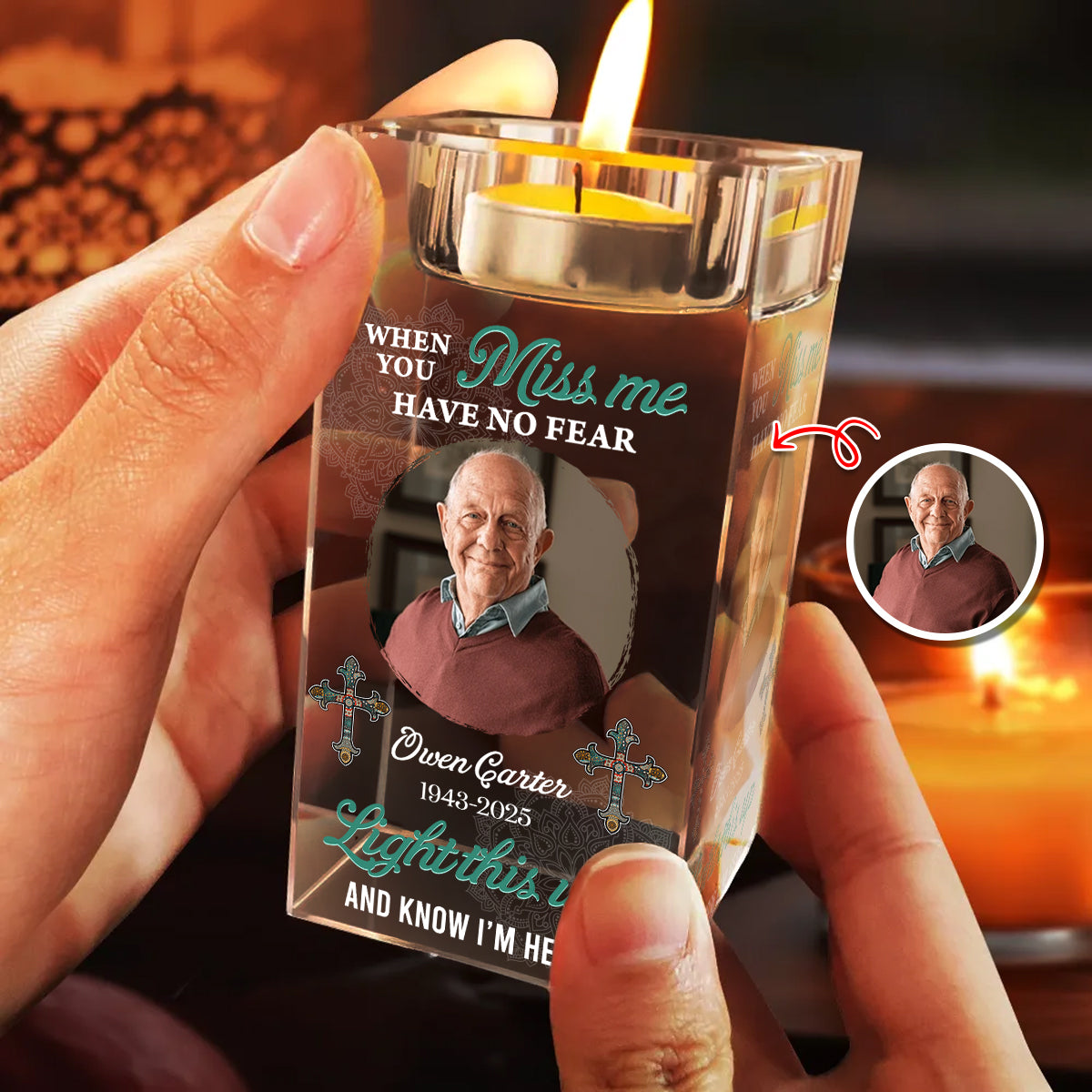 Light This Up - Personalized Crystal Candle Holder - Sympathy Memorial Gift