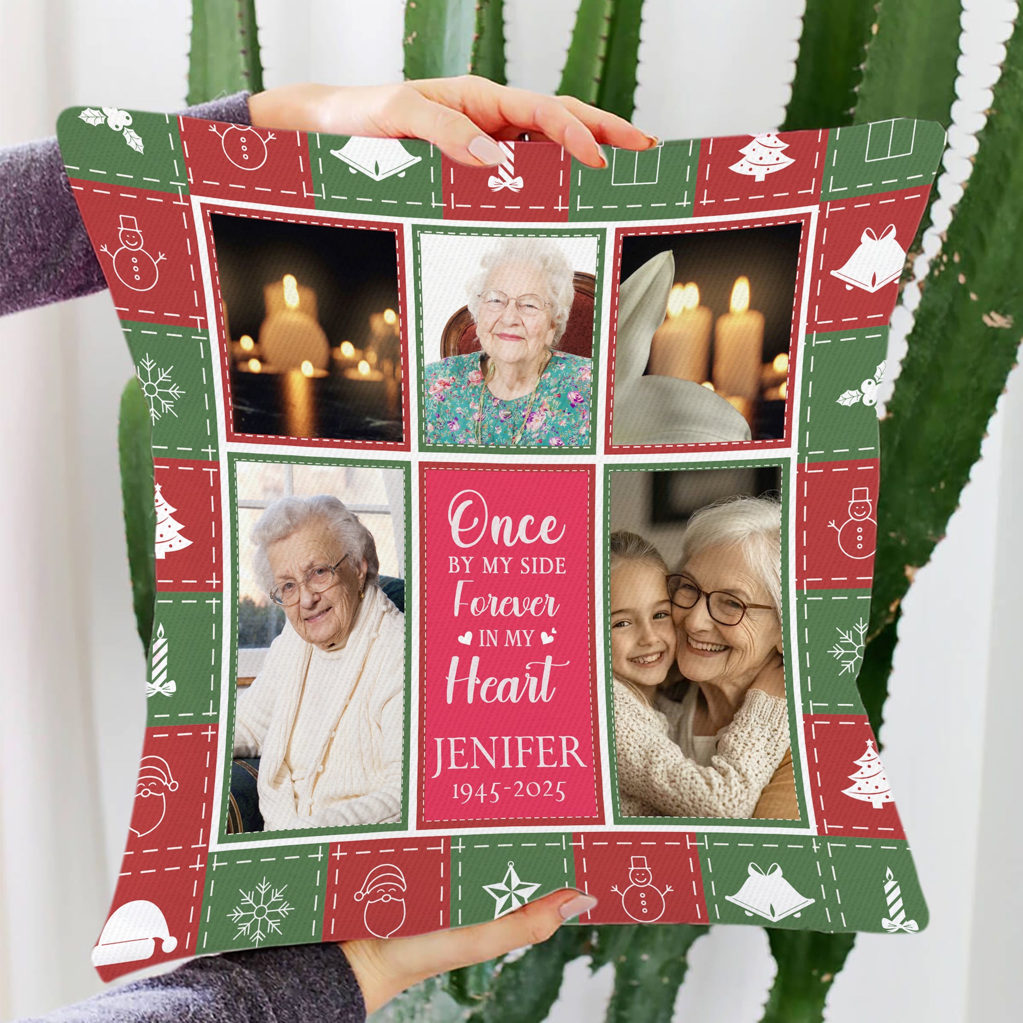 Christmas Memory - Custom Name and Photo Memorial Gift - Personalized Pillow