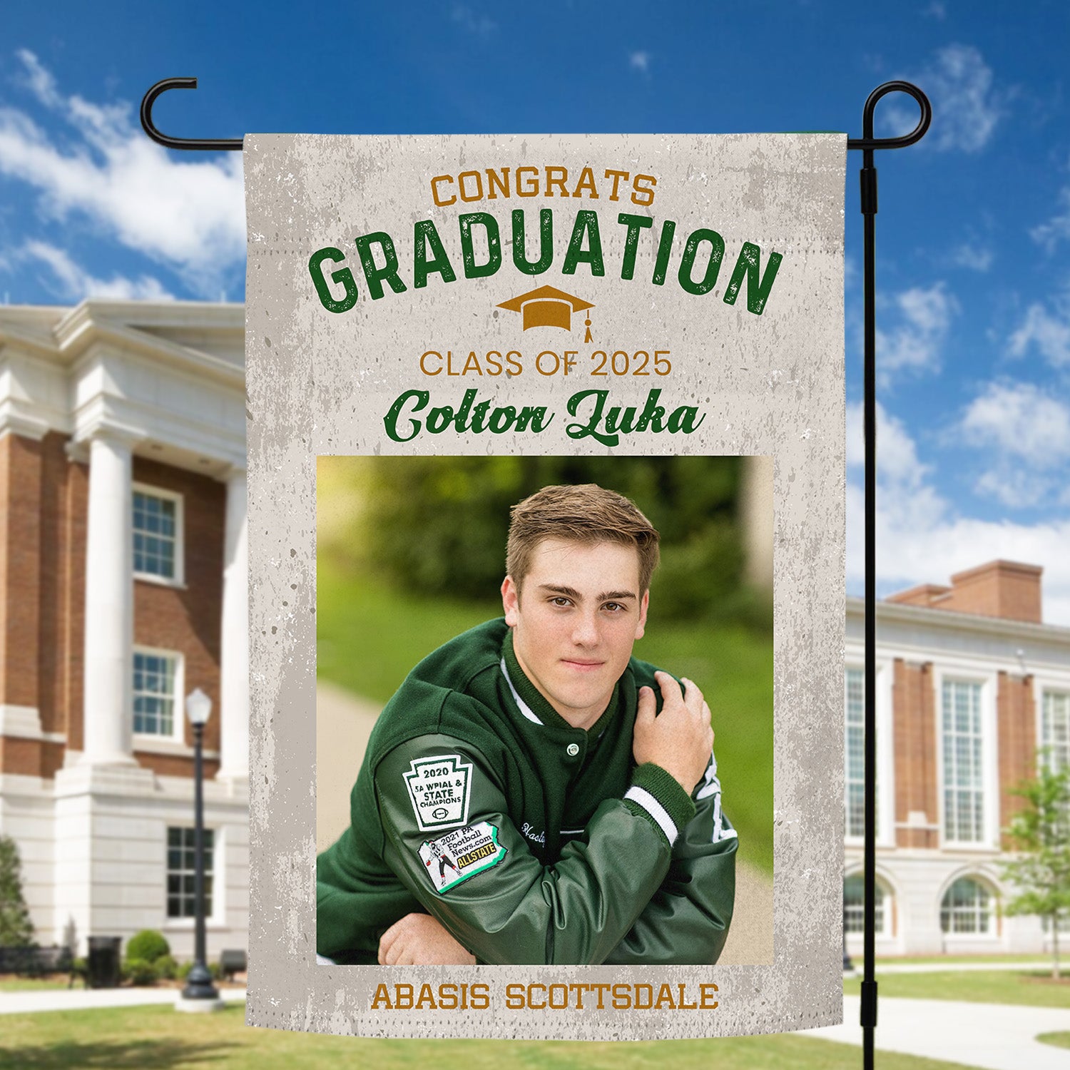 Custom Photo and Name Flag Congrats Graduation 2025 Garden Flag, Graduation Decorations