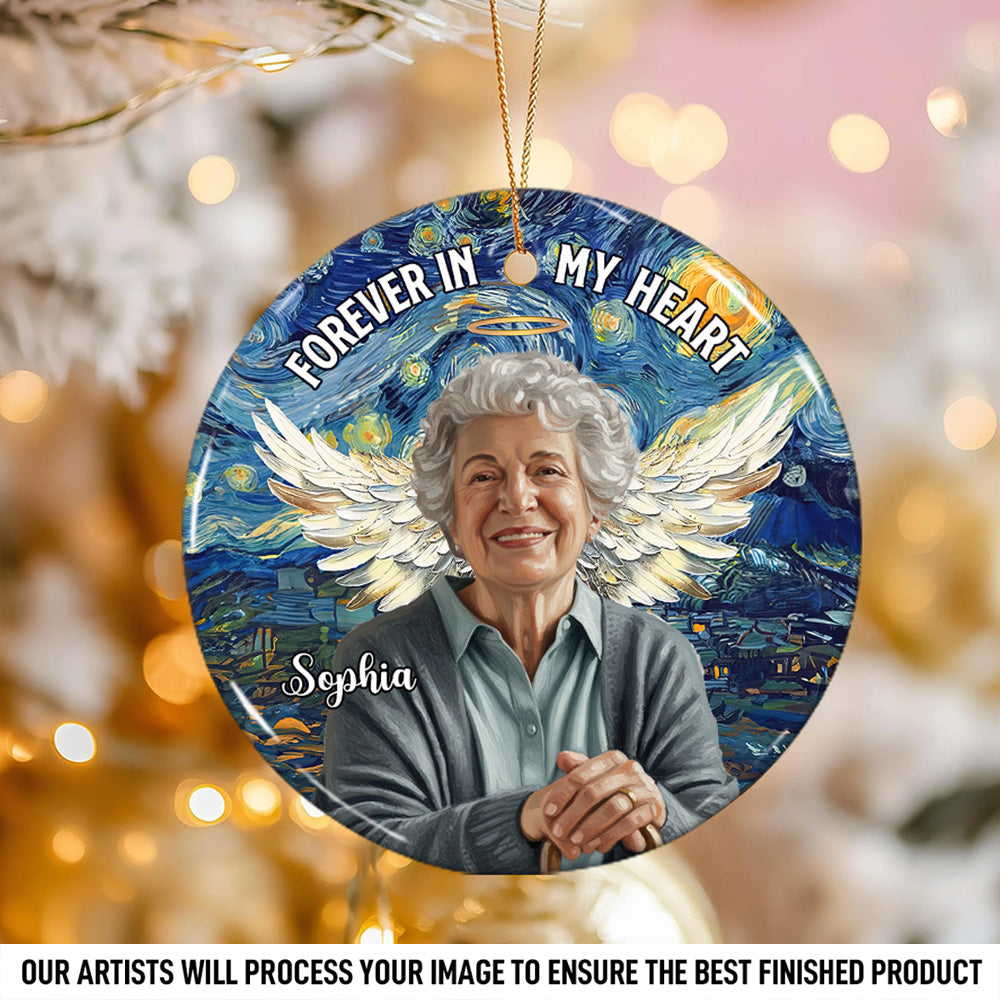 Custom Name and Photo Ornament - Forever In My Heart - Memorial Gift