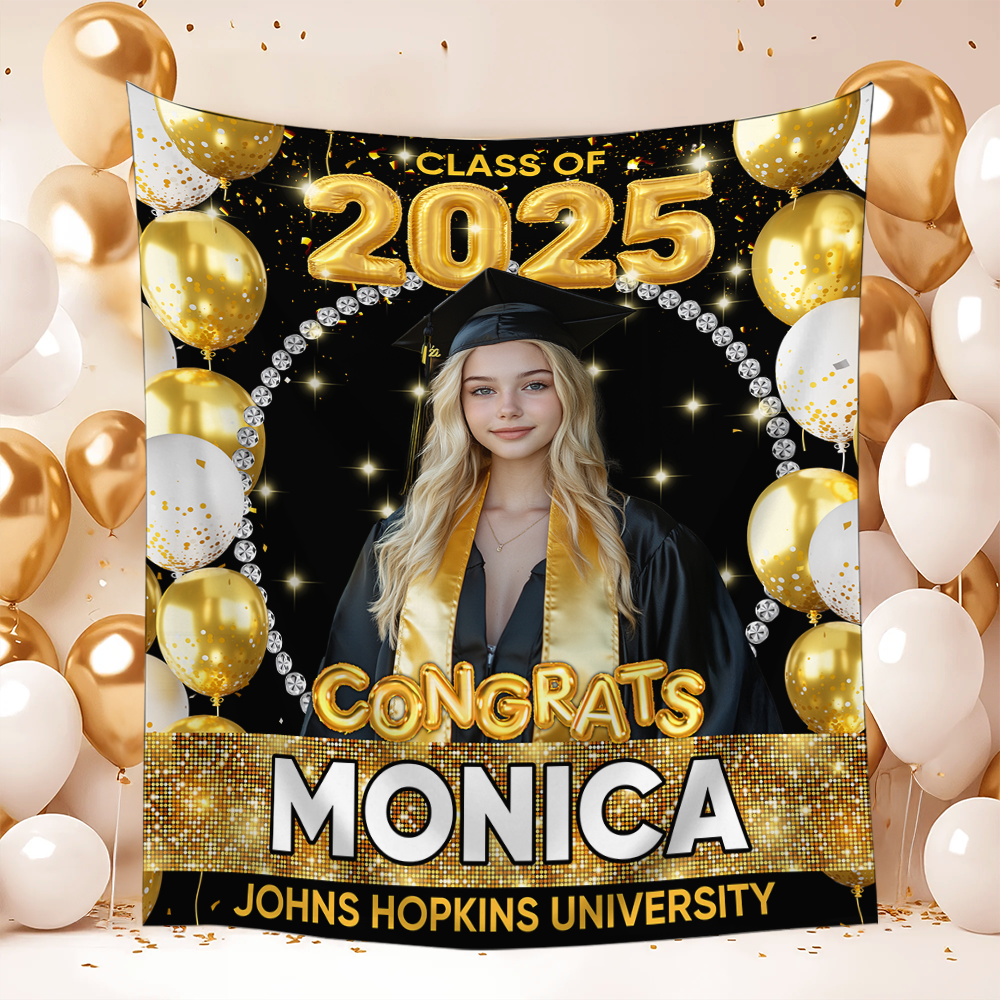 Personalized Congrats Class Of 2025 Graduation Backdrop, Custom Photo Graduation Party Decorations