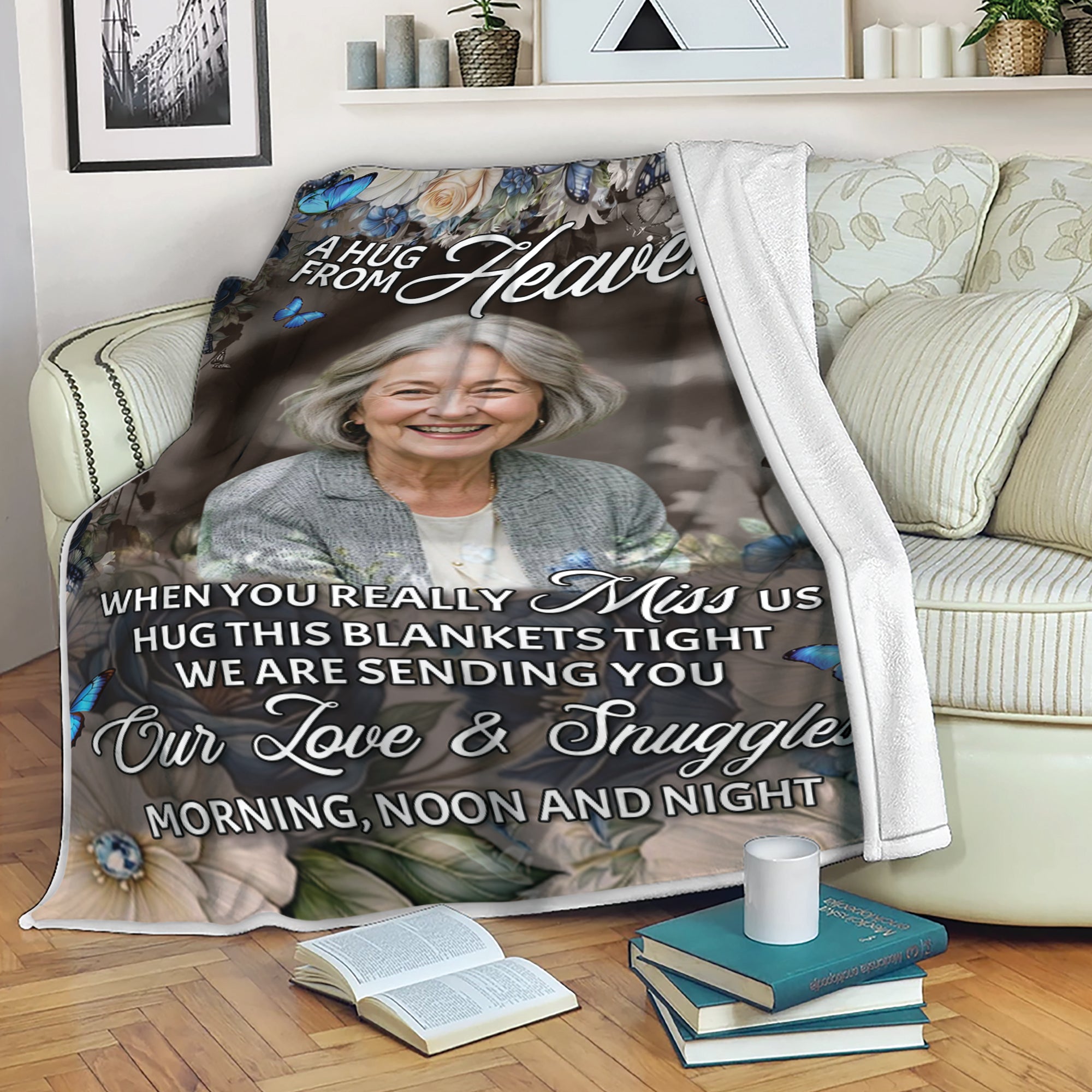 A Hug From Heaven - Custom Photo Memorial Blanket - Christmas Gift
