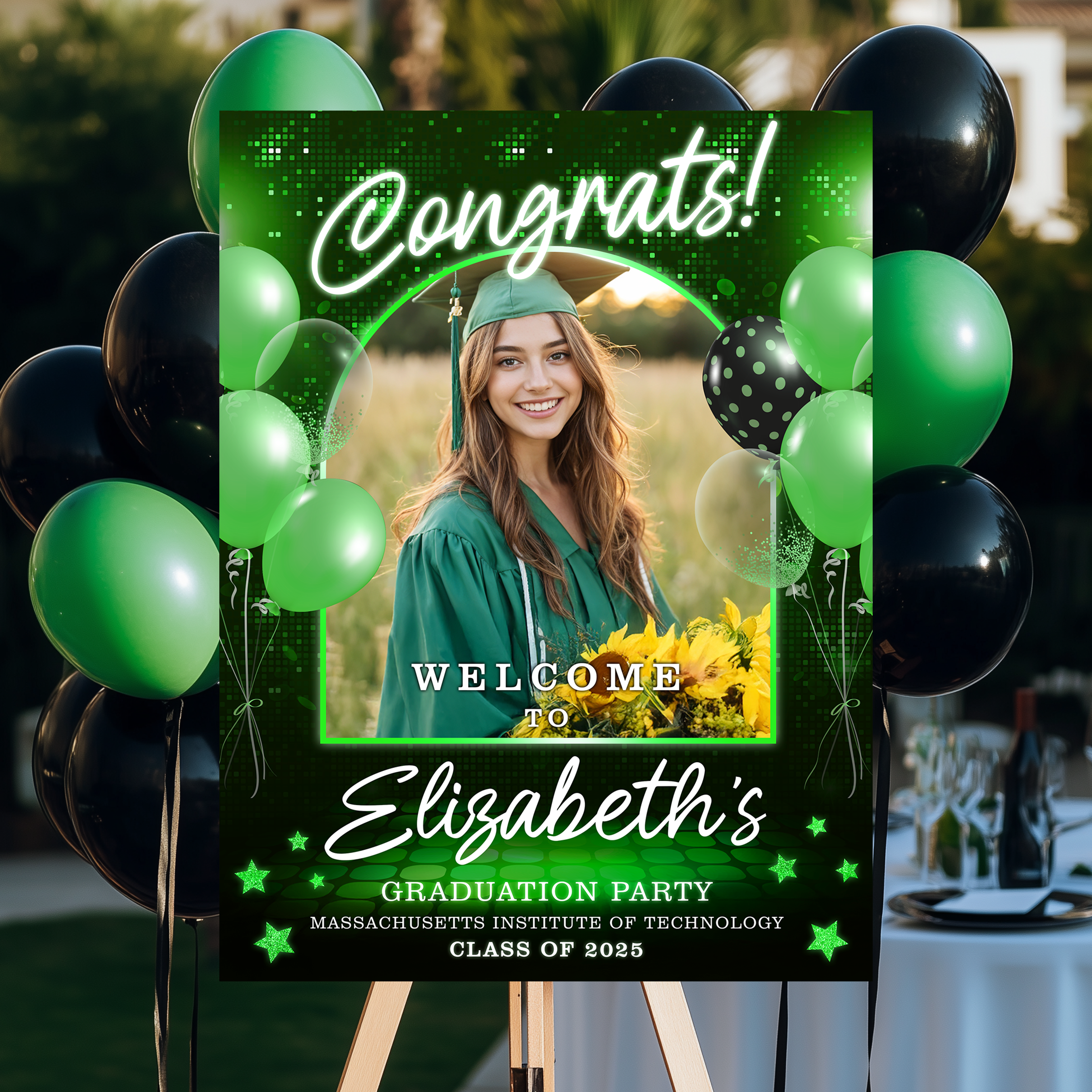 Welcome To The Graduation Party – Cheers To The Class Of 2025 Personalized Congrats Graduate Welcome Sign