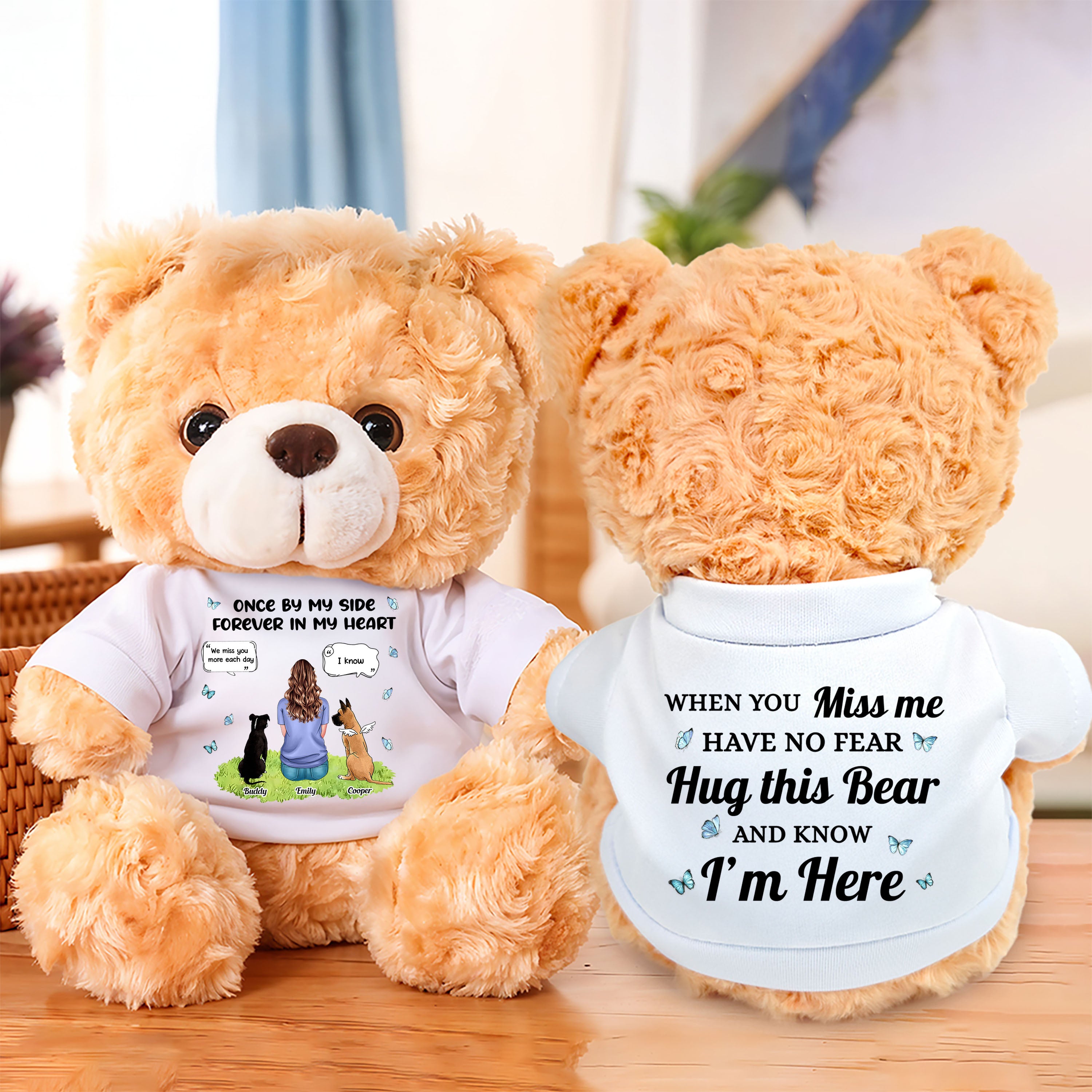 Personalized Memorial Bear Plush - Custom Name and Photo Teddy Bear - Memorial Teddy Bear