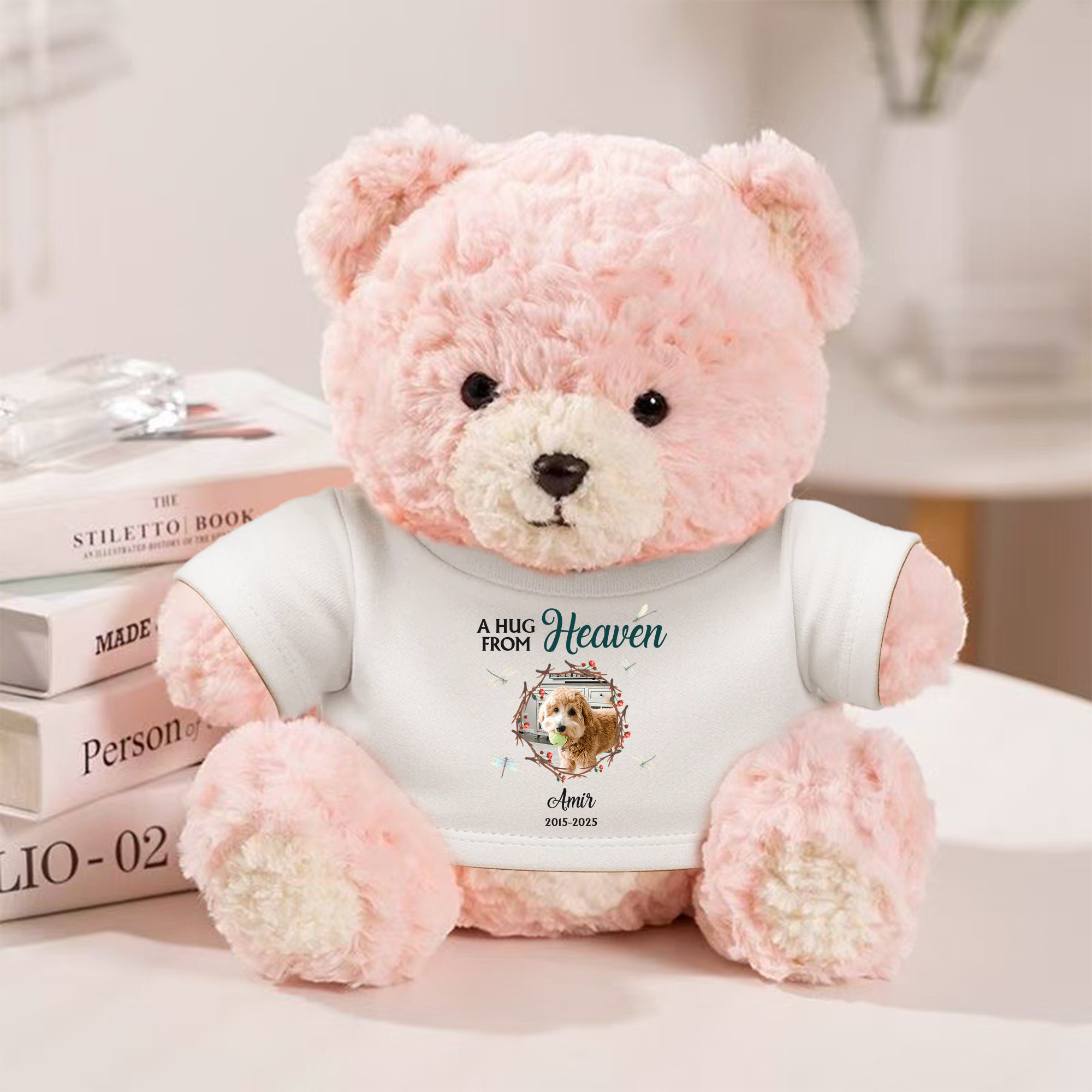 A Hug From Heaven - Memorial Bear Plush - Custom Photo Cute Bear