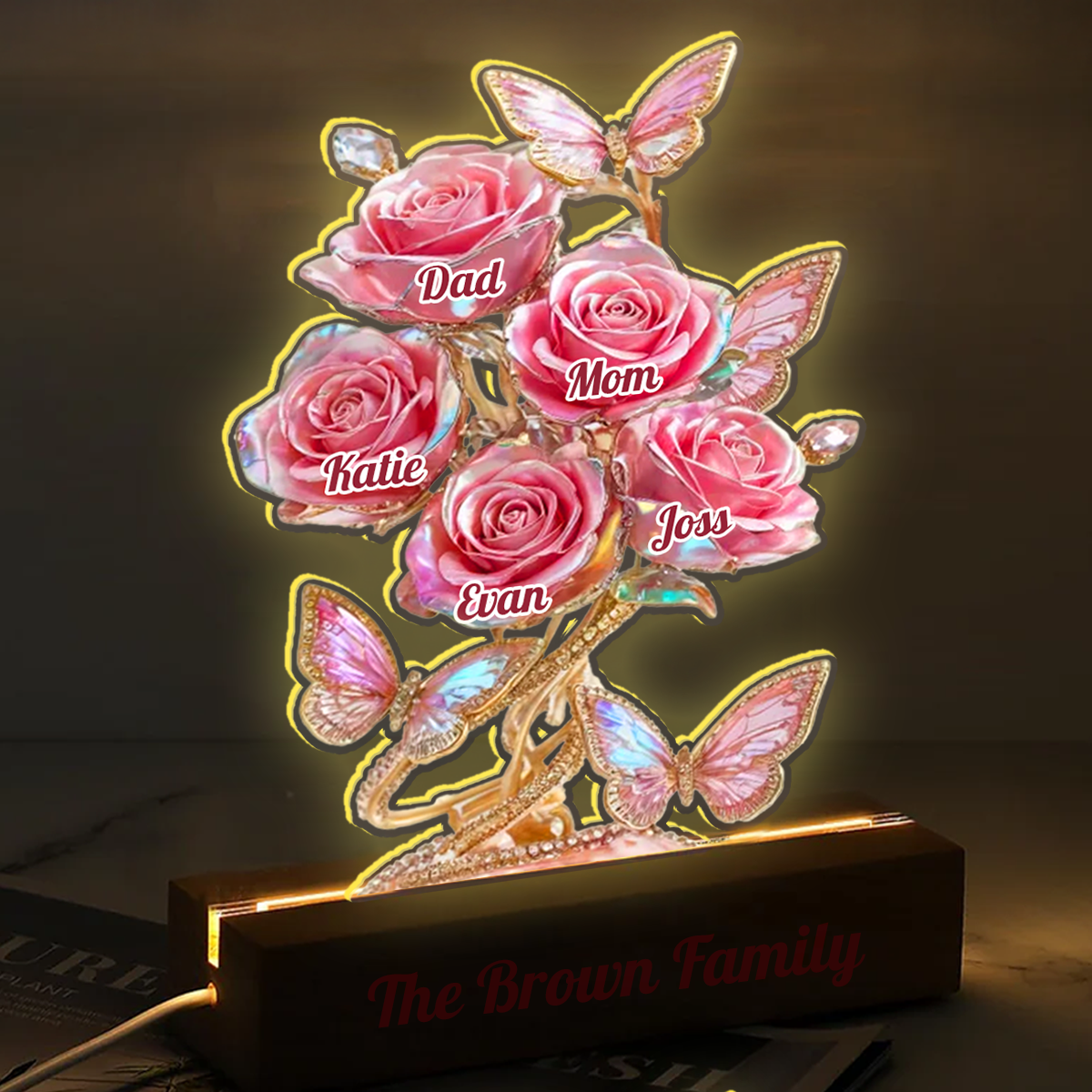 Our Family Flowers - Personalized Custom Acrylic 3D Led Light
