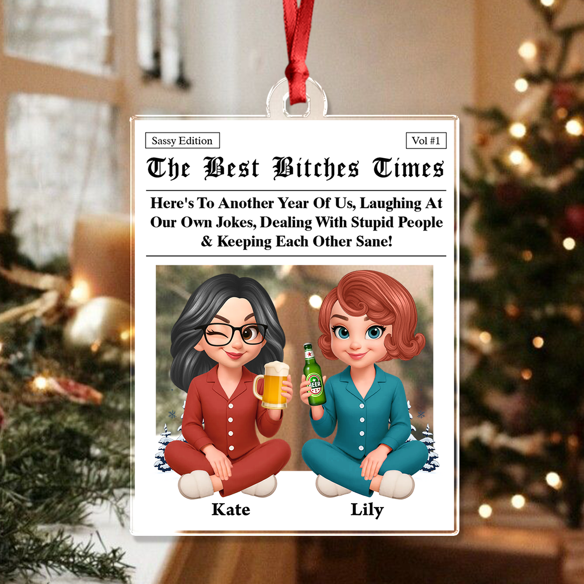 Custom Bestie Gift - Personalized Hologram Ornament - Home Decoration