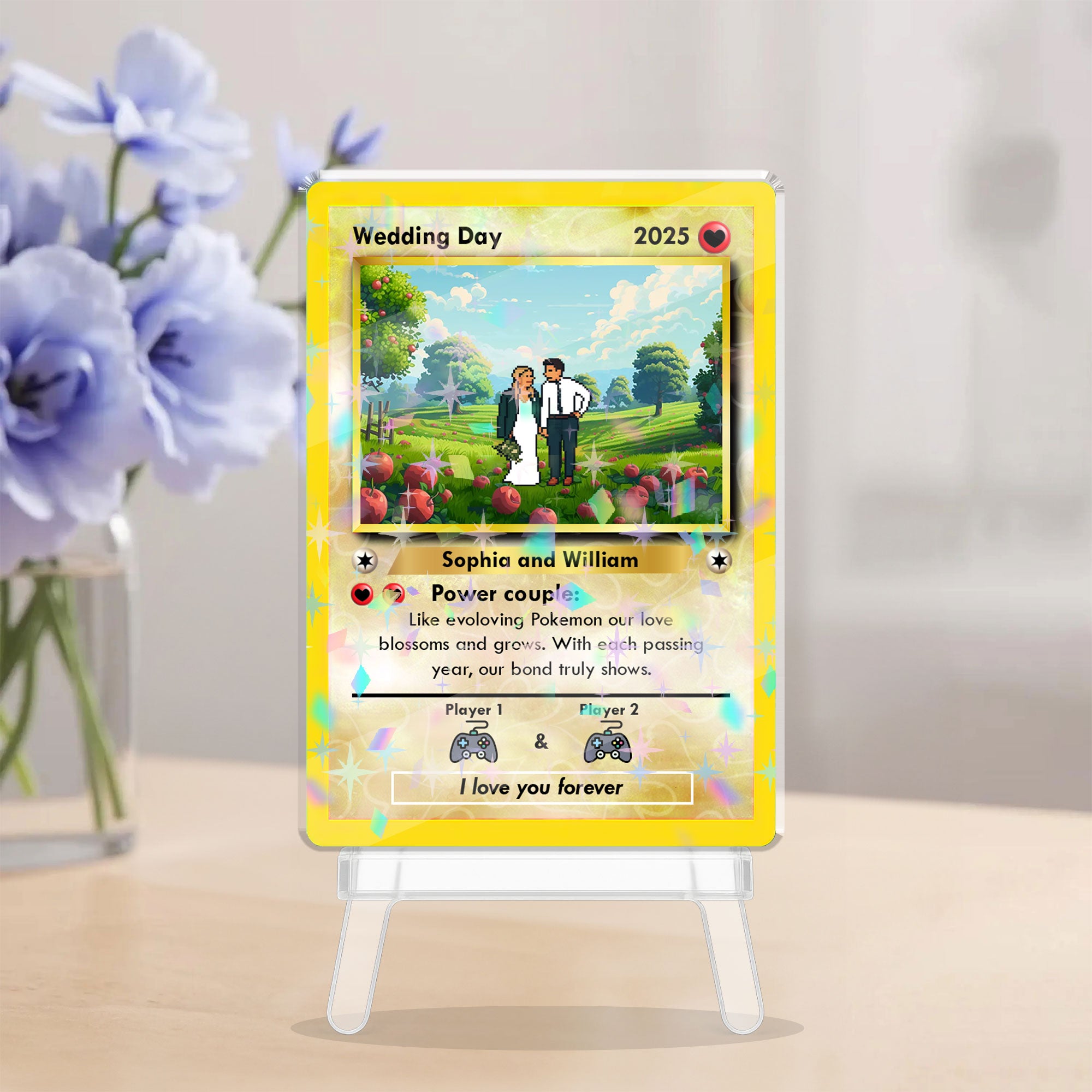 Personalized Couple Gift - Wedding Day - Custom Shape Hologram Ornament