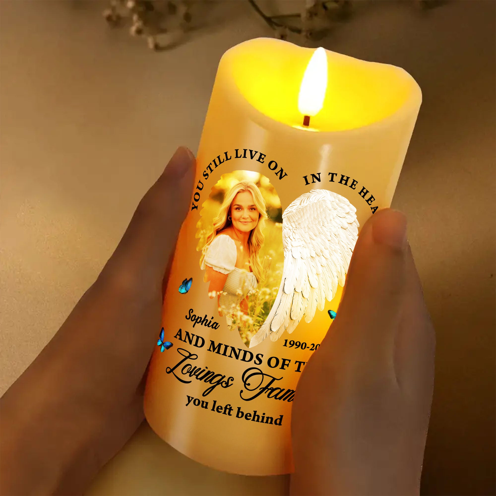 Custom Name and Photo Memorial Gift - Personalizes Photo LED Candle