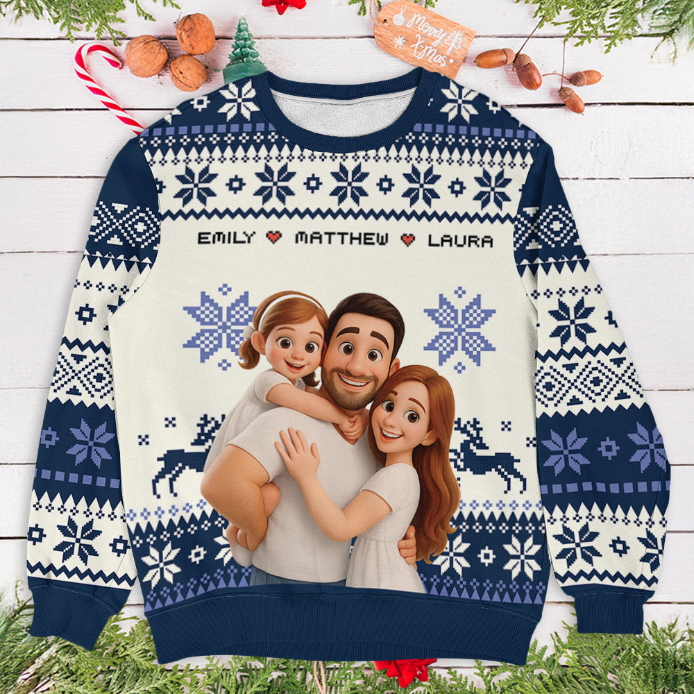 Custom Photo 3D Style Unisex Ugly Christmas Sweatshirt - All-Over-Print Sweatshirt
