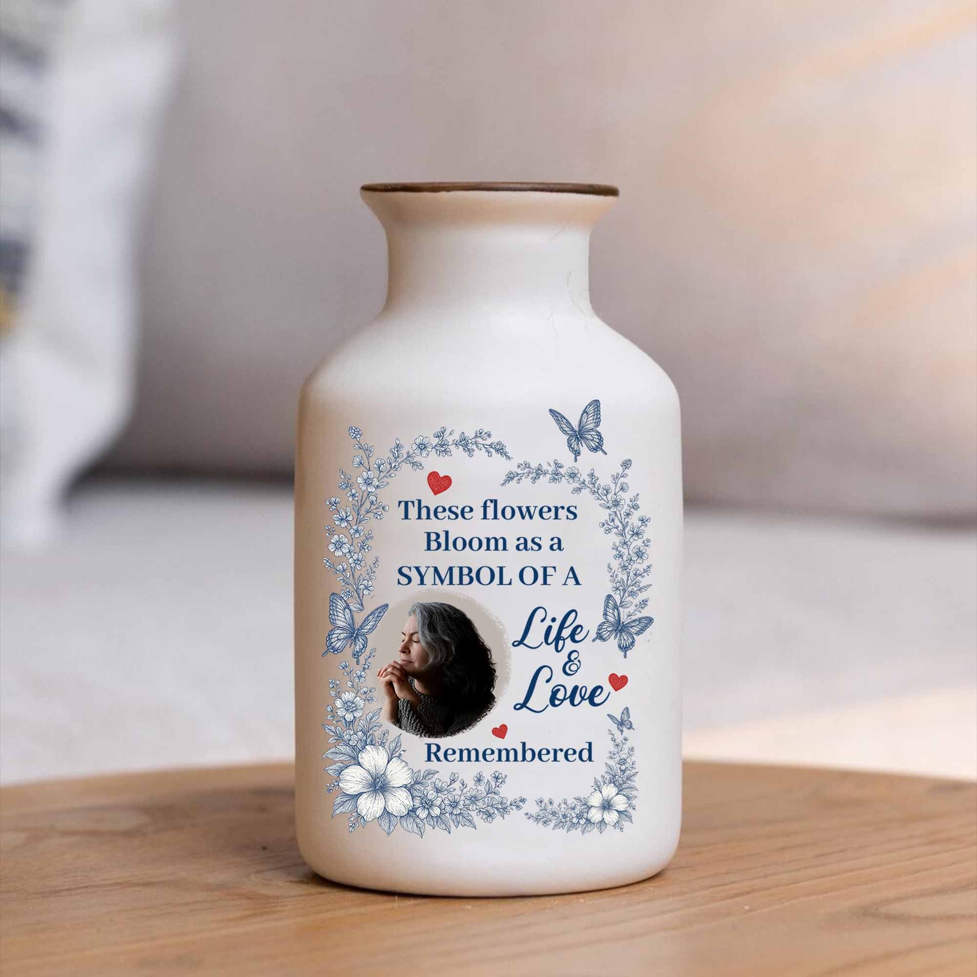 Symbol Of A Life - Personalized Elegant Ceramic Flower Pot Minimalist - Memorial Gift