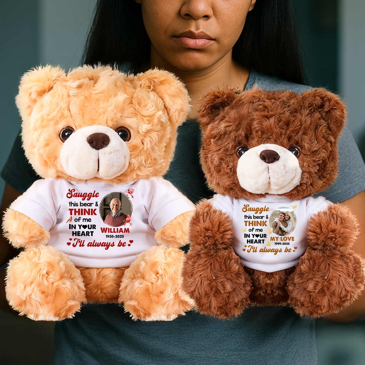 In Your Heart - Personalized Memorial Bear Plush - Custom Name and Photo Teddy Bear