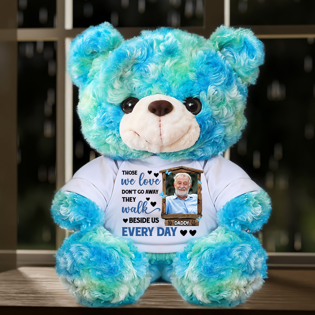 Those We Love Don't Go Away - Personalized Memorial Bear Plush - Custom Photo and Name Bear