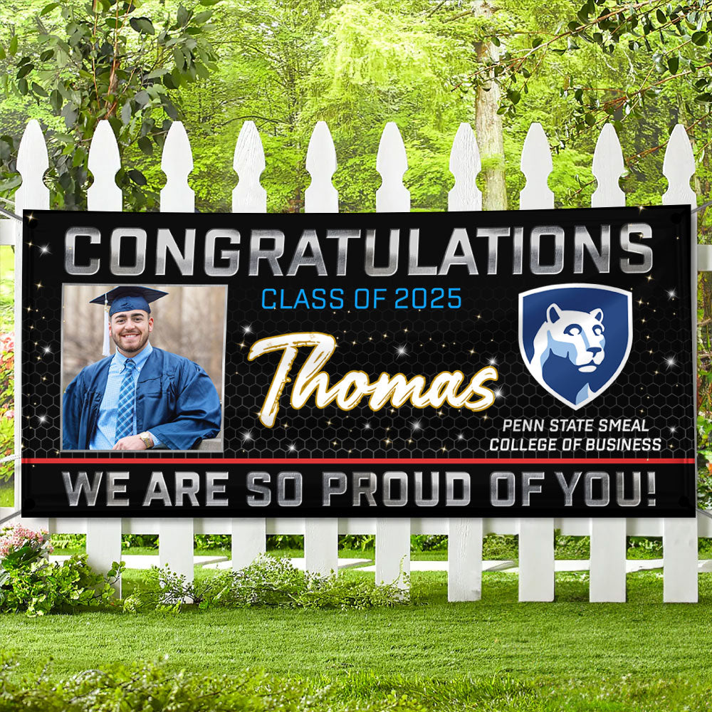 Congratulations - Class Of 2025 - We Are So Proud Of You! Personalized Banner, Graduation Gift Decor