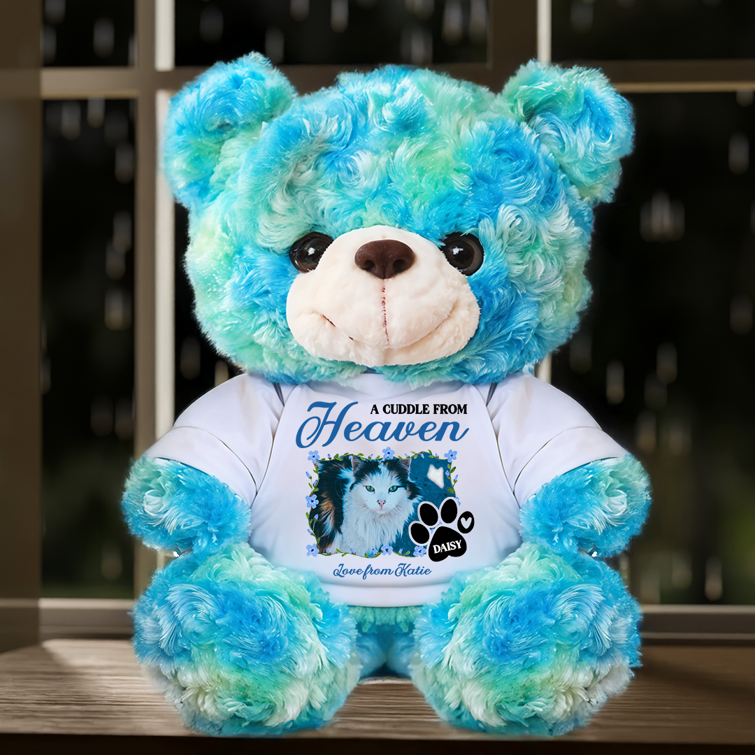 A Cuddle From Heaven - Memorial Gift - Custom Name and Photo Teddy Bear