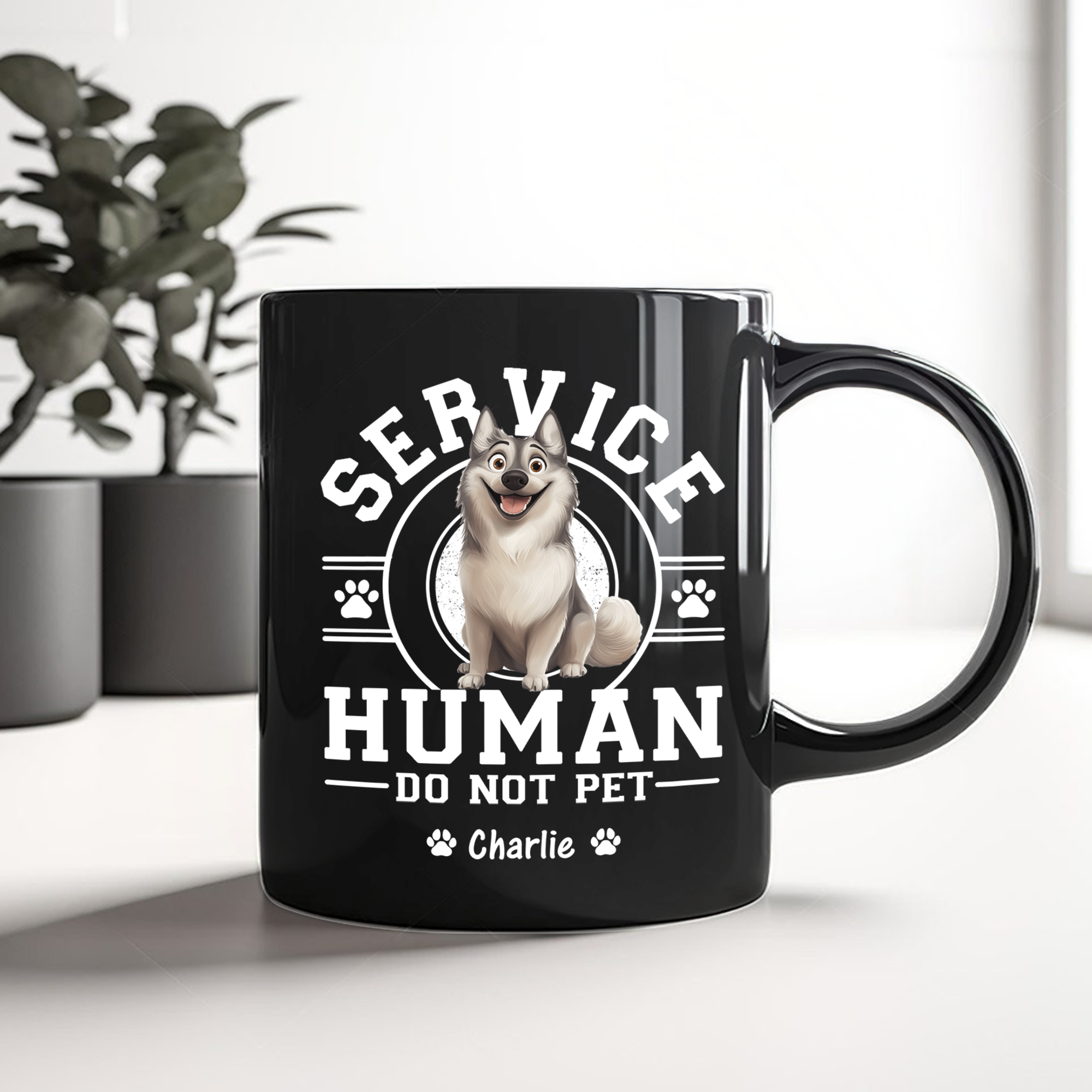Service Human Do Not Pet - Custom Dog Name - Personalized Mug for Dog Lover