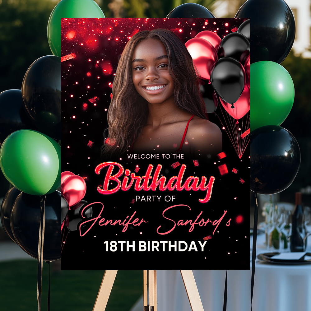 Welcome To The Birthday - Custom Name & Photo Law Sign - Welcome To My Birthday Sign