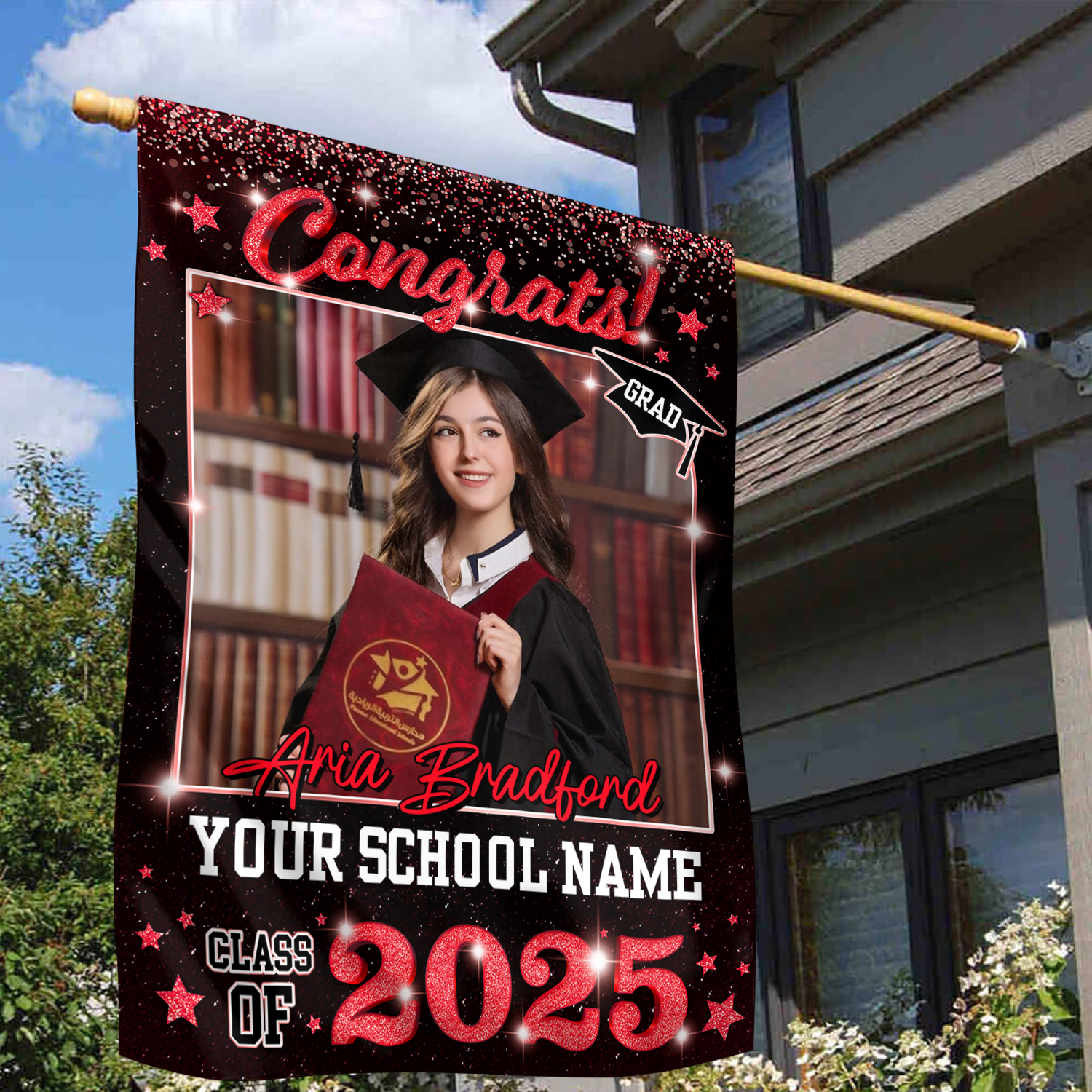 Personalized Class Of 2025 Flag, Custom Photo Congrat Grad Gift, Graduation Decorations