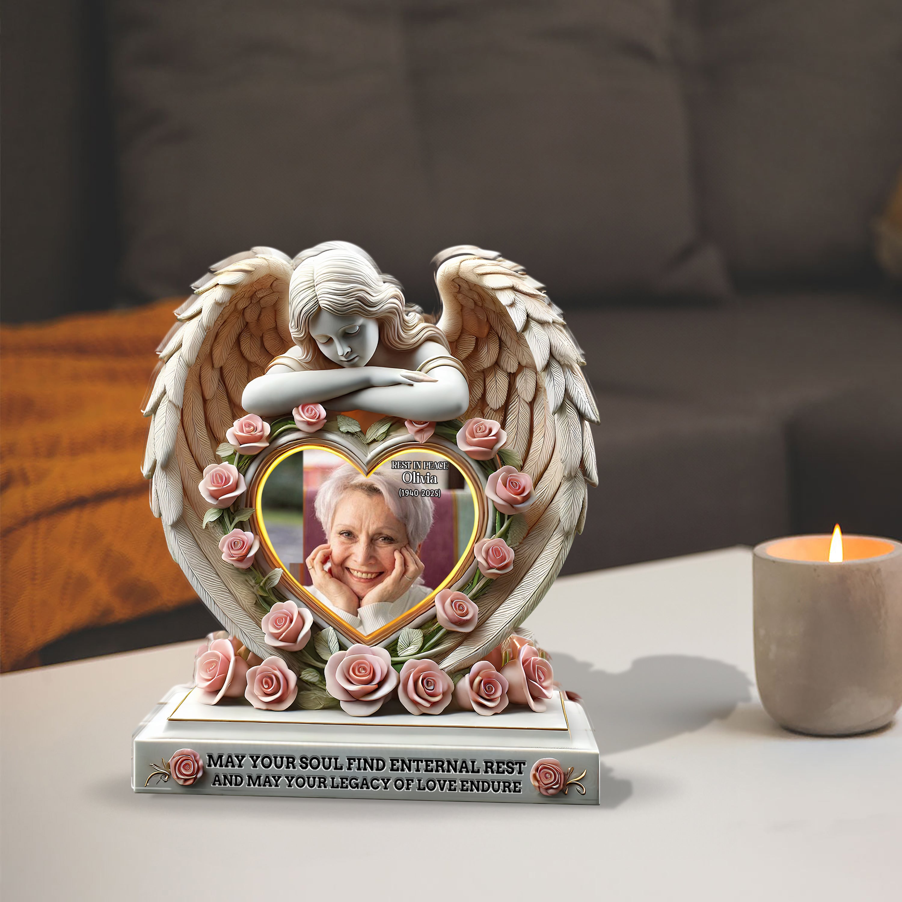 In Loving Memory - Personalized Name and Photo Memorial Gift - Custom Shape Acrylic Block Plaque