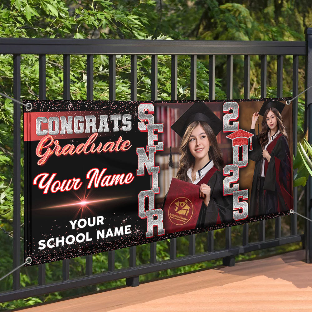 Personalized Graduation Banner, Graduation Party Decorations, Senior 2025 Banner, Congratulations Photo Banner,  Class of 2025 Banner