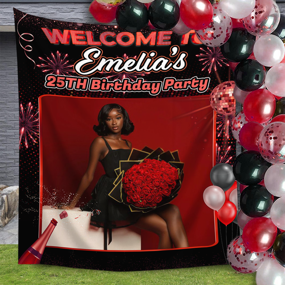 Welcome To My Birthday Party - Personalized Birthday Backdrop, Custom Birthday Party Decorations