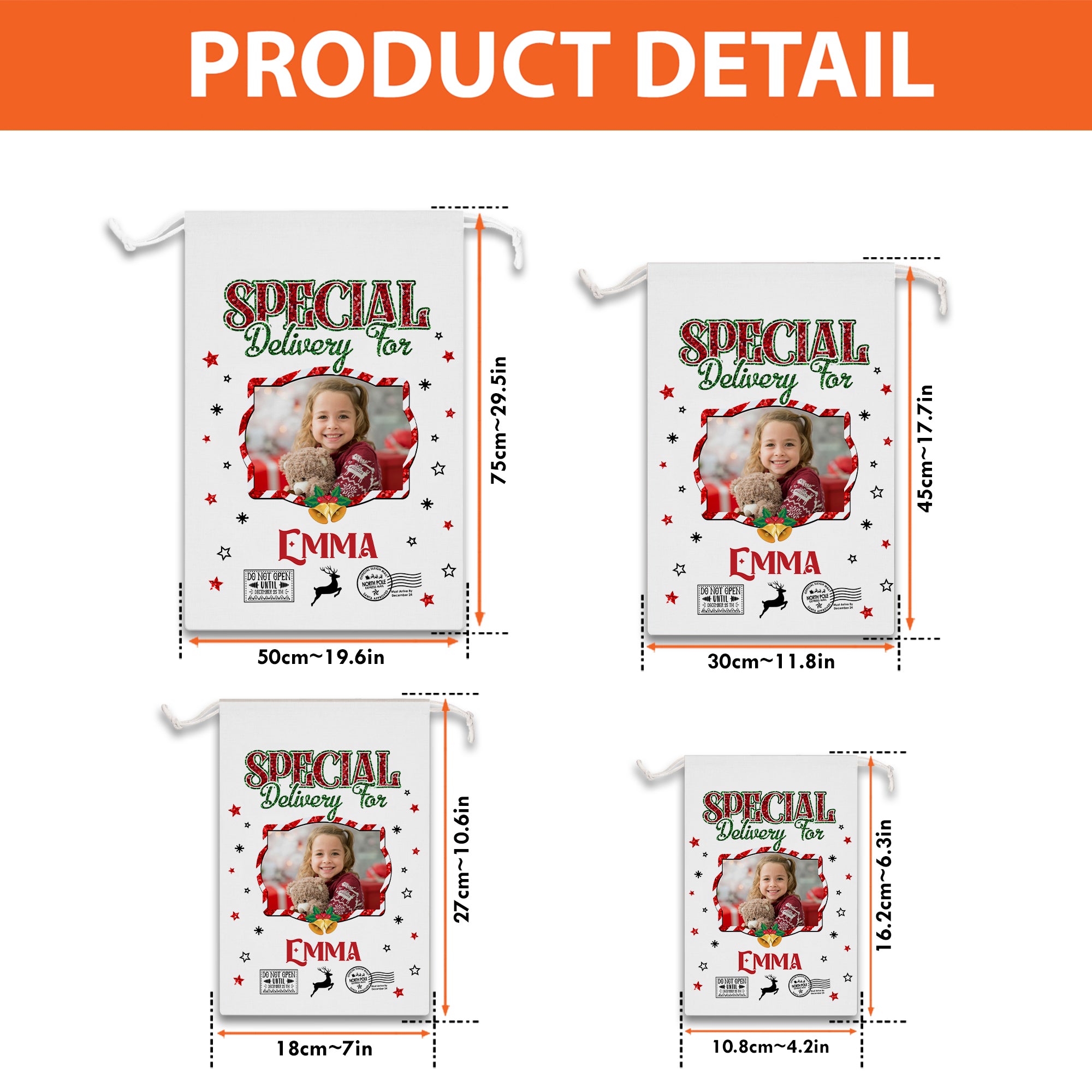 Christmas Bag Custom Photo - Special Delivery For - Christmas Sack Gift for Kids
