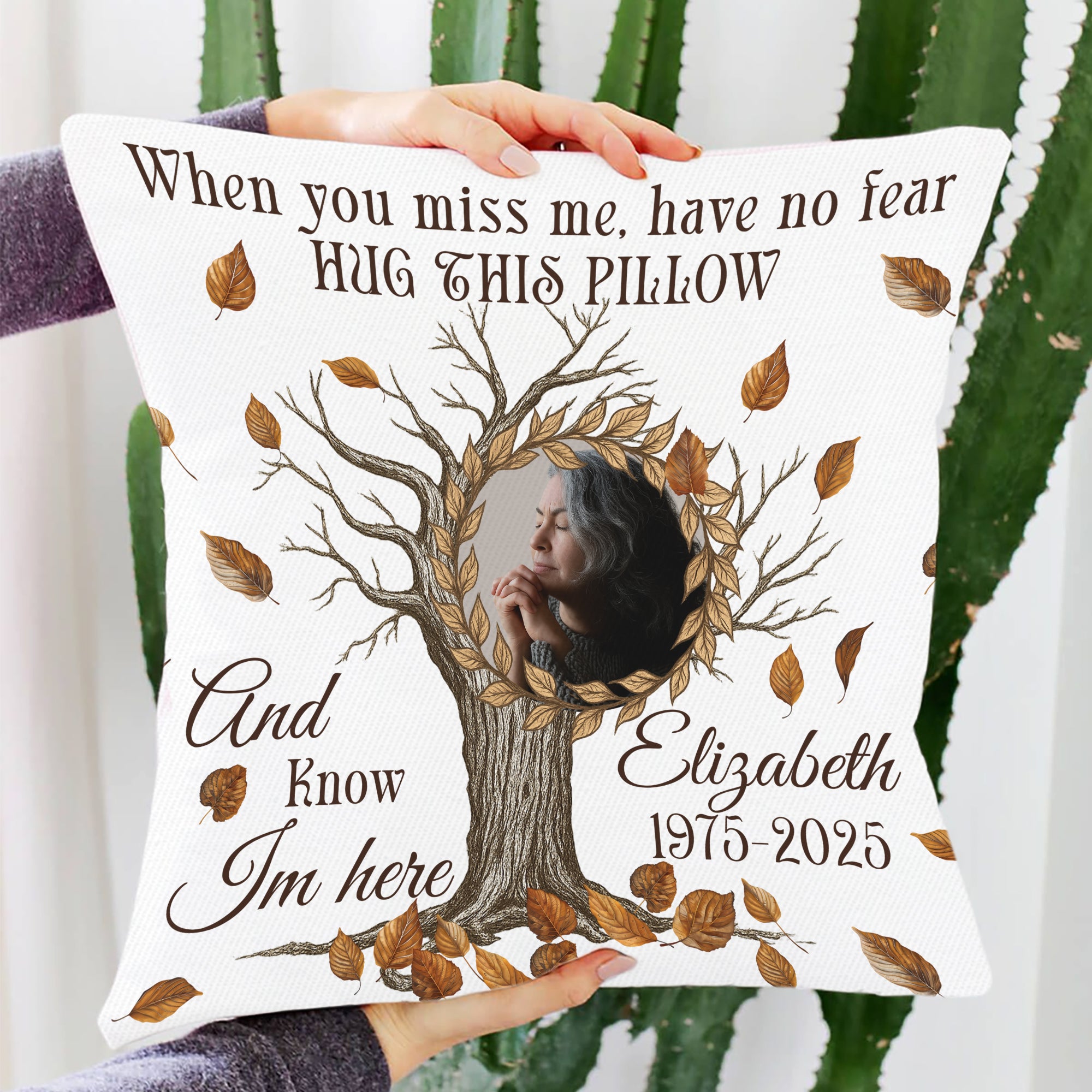 Hug This Pillow Know I Am Here - Custom Name and Photo Sympathy Gift - Personalized Memorial Pillow