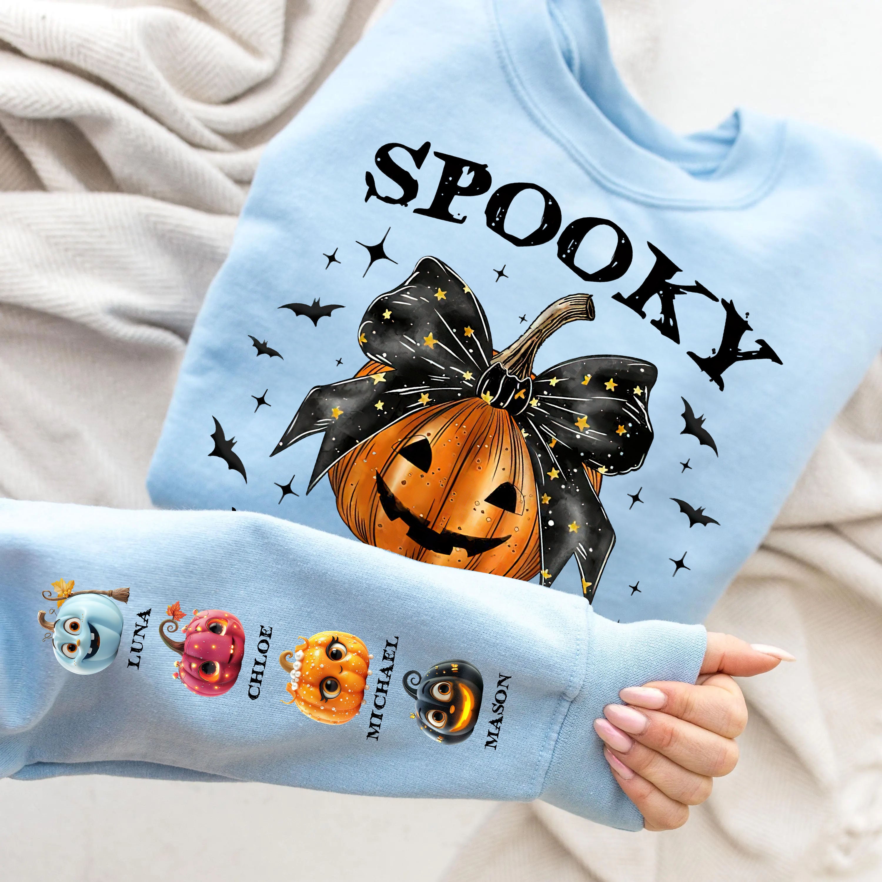 Spooky Grandma Mom Halloween Pumpkin - Custom Name Sweatshirt - Personalized Shirt Custom T-shirt