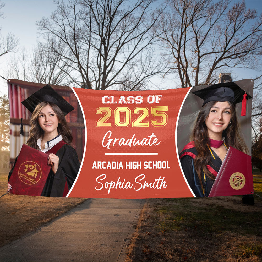 Class Of 2025 Personalized Photo Graduation Banner - Graduation Decor Gift