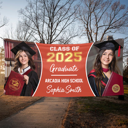 Class Of 2025 Personalized Photo Graduation Banner - Graduation Decor Gift