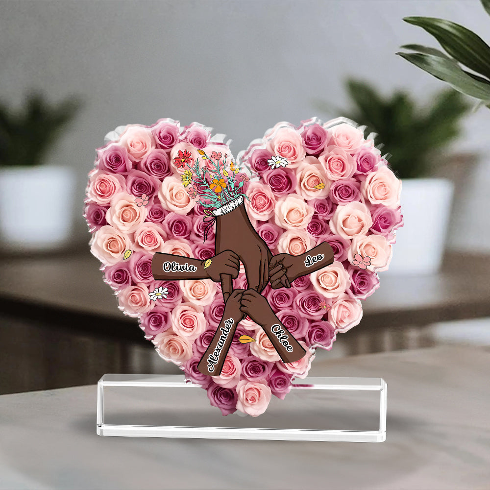 Family Heart - Personalized Name Gift - Custom Shape Acrylic Block Plaque