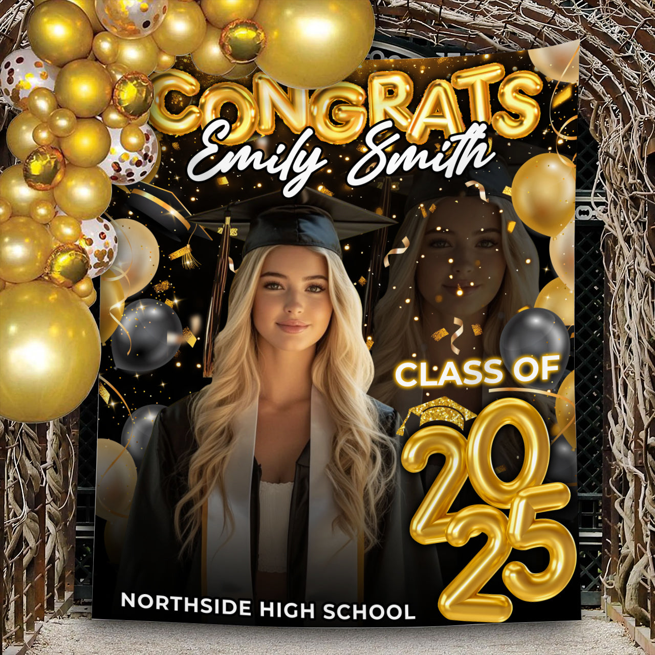 Personalized Congrats Class Of 2025 Backdrop, Custom Graduation Party Decorations