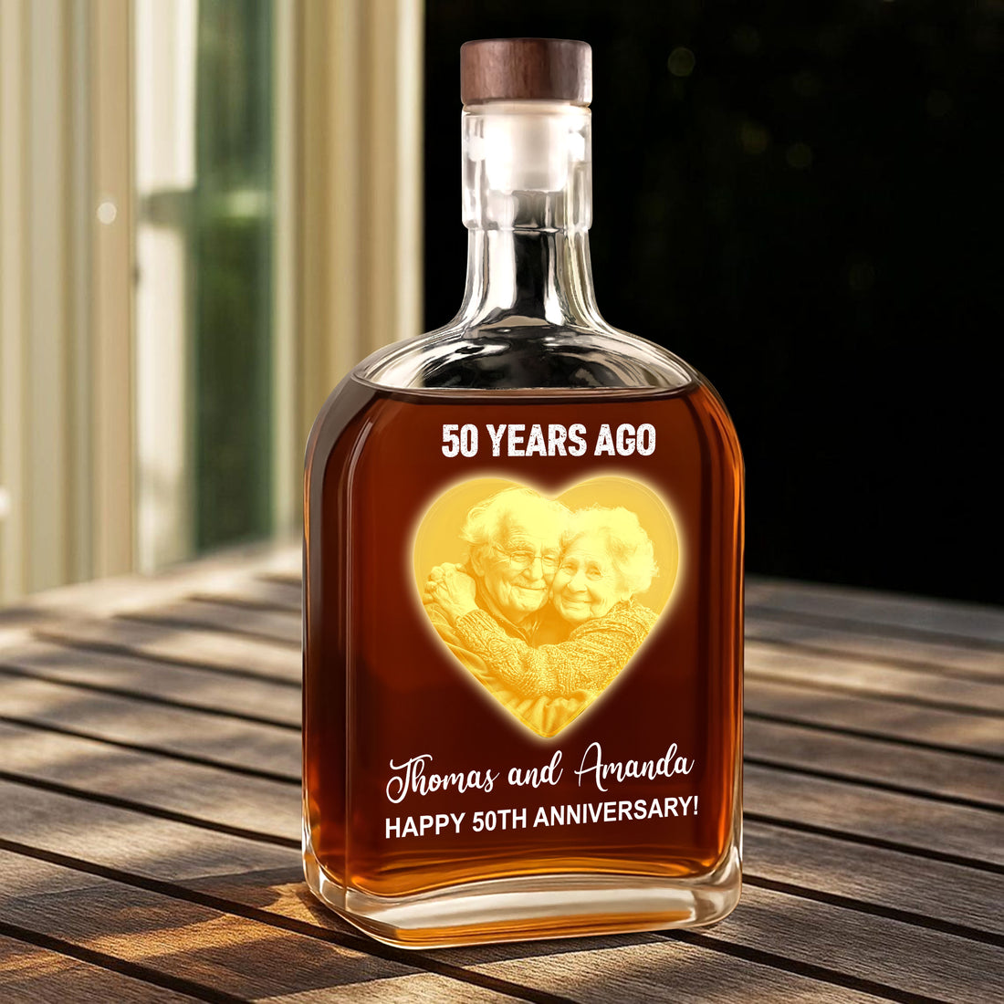 Happy Anniversary Gift - Custom Couple Name and Photo - Personalized Custom Whiskey Bottle