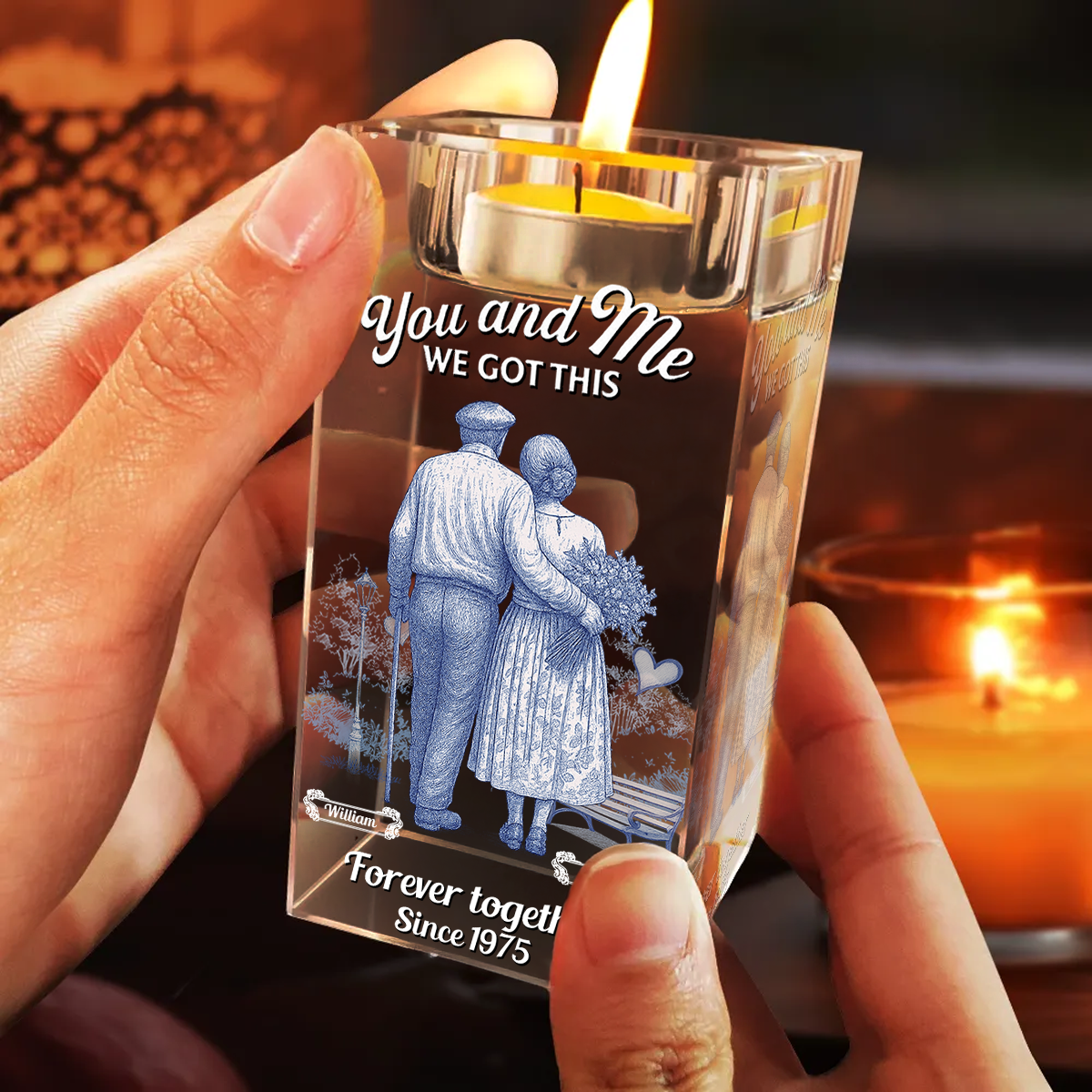 We Got This - Personalized Crystal Candle Holder - Couple Gift