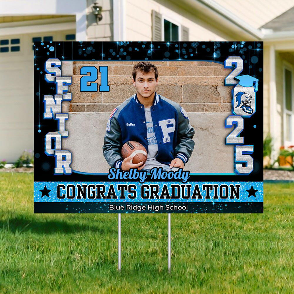 Congrats Class Of 2025 Lawn Sign, Custom Name and School Name Congrats Graduation Lawn Sign