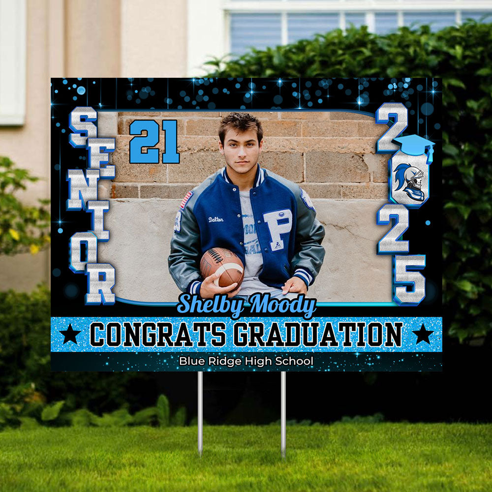 Congrats Class Of 2025 Lawn Sign, Custom Name and School Name Congrats Graduation Lawn Sign