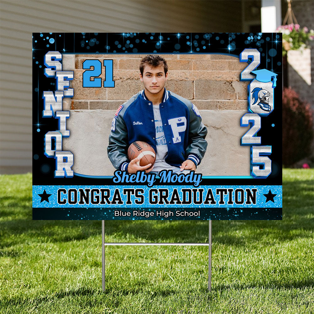 Congrats Class Of 2025 Lawn Sign, Custom Name and School Name Congrats Graduation Lawn Sign