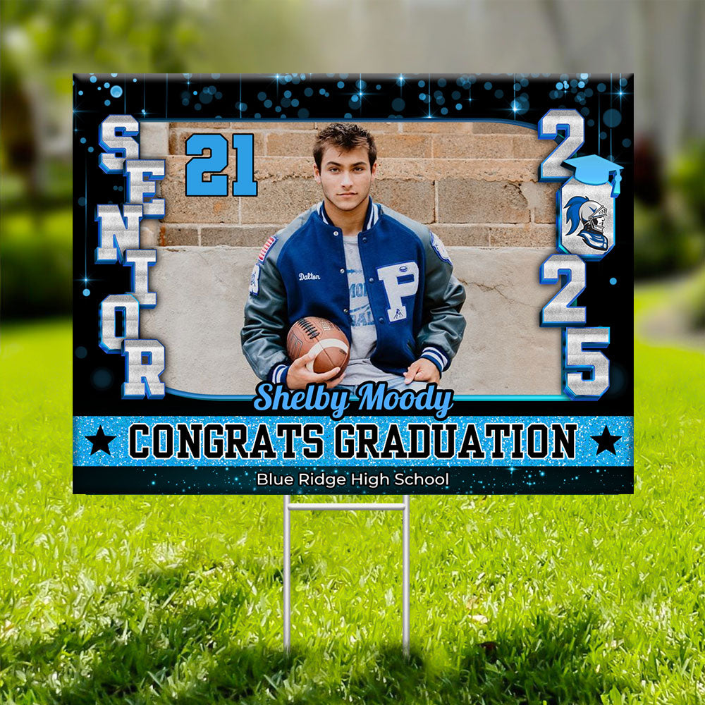 Congrats Class Of 2025 Lawn Sign, Custom Name and School Name Congrats Graduation Lawn Sign